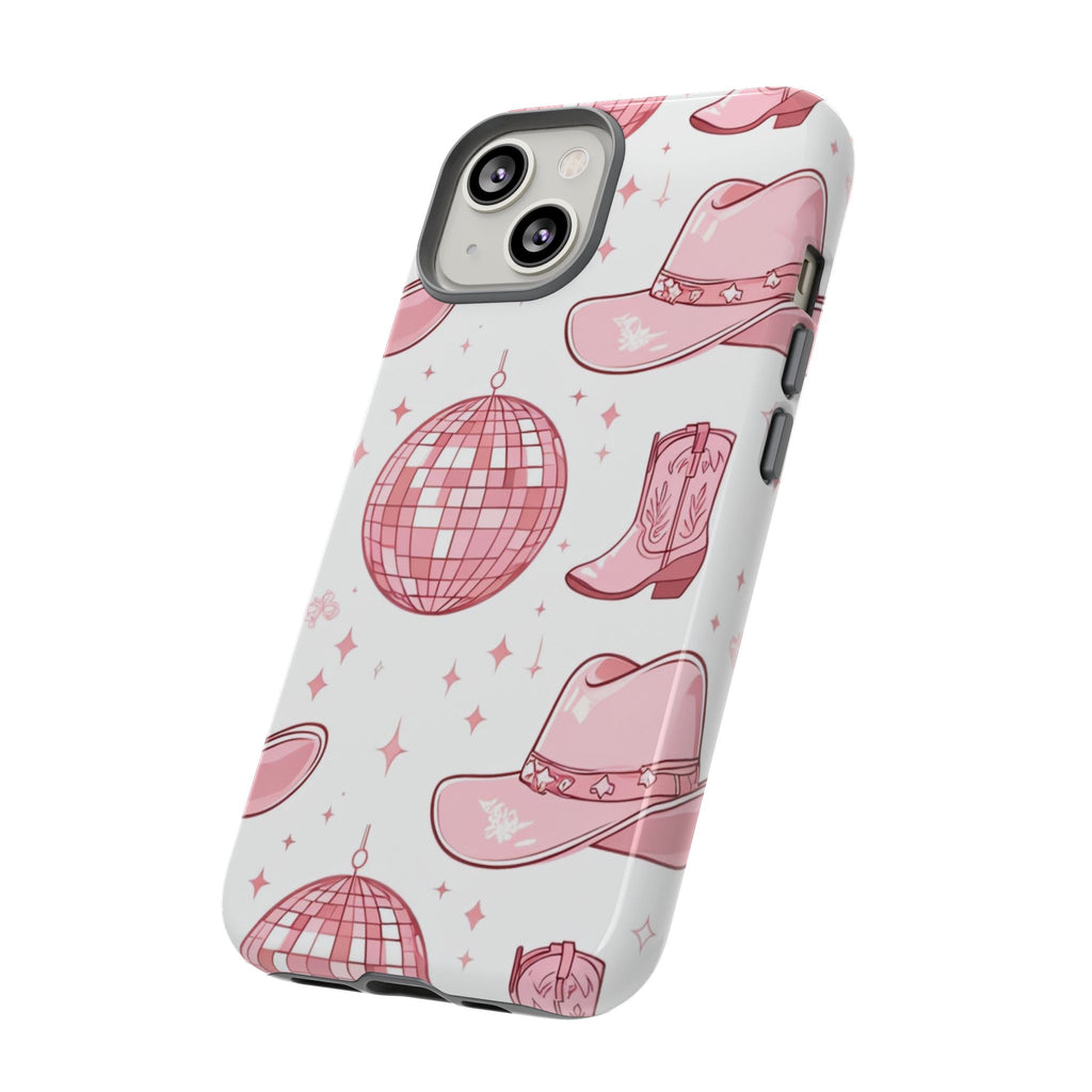 Pink Cowboy Boots & Disco Balls Tough Phone Case