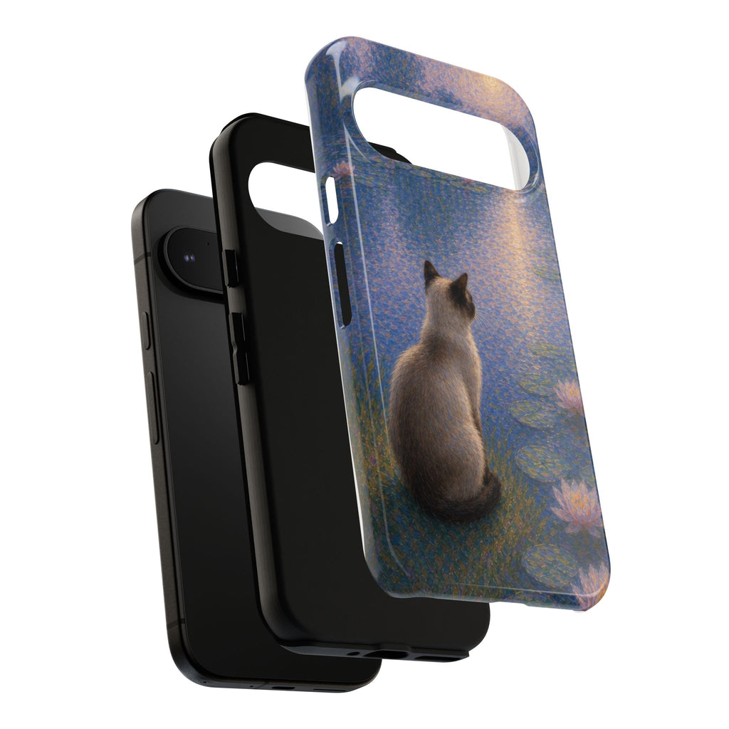 Cat Moonlight Phone Case — Serene Siamese by Lily Pond