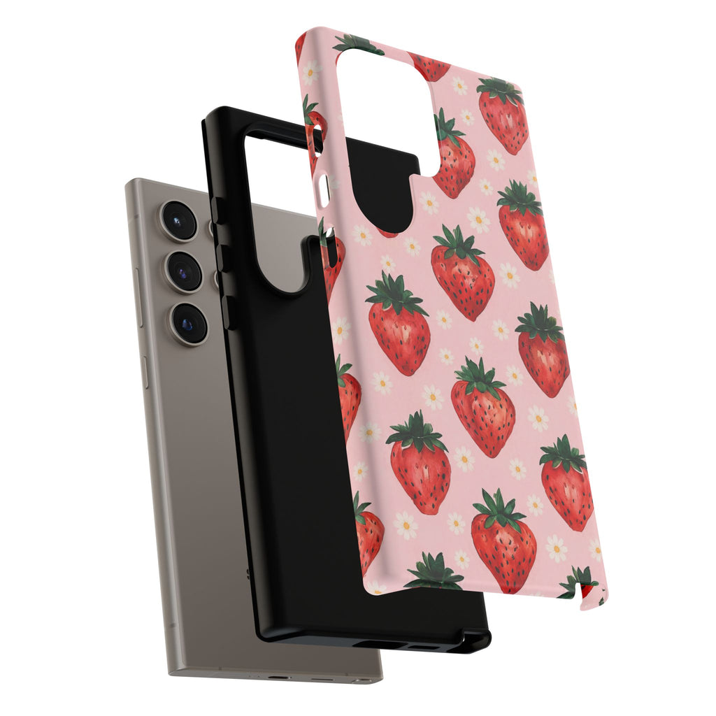Strawberry Pattern Tough Case — Cute Pink Fruit Phone Case
