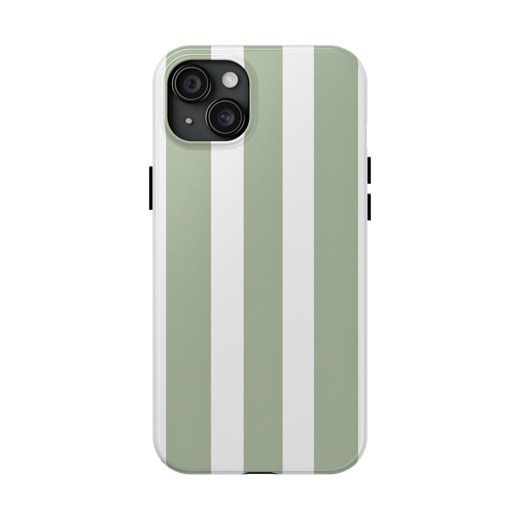Sage & White Striped Tough Phone Case — Durable Protective Phone Cover