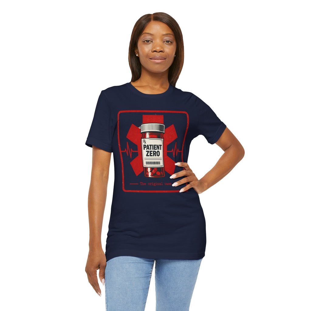 Patient Zero Tee – Medical Biohazard Pill Bottle Graphic T-Shirt