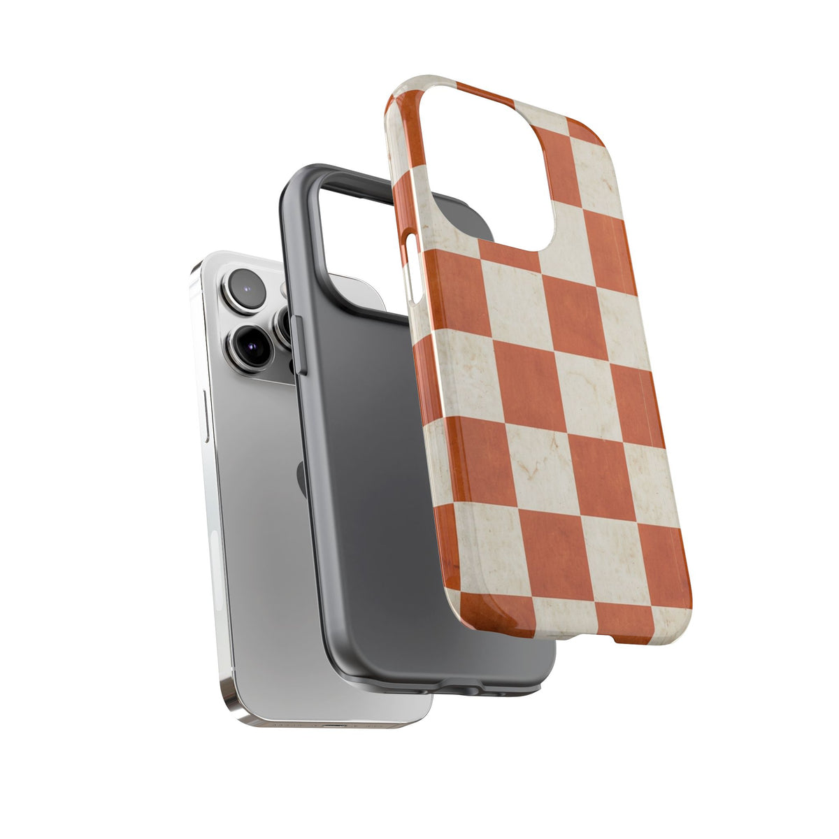 Vintage Orange Checkerboard Tough Phone Case
