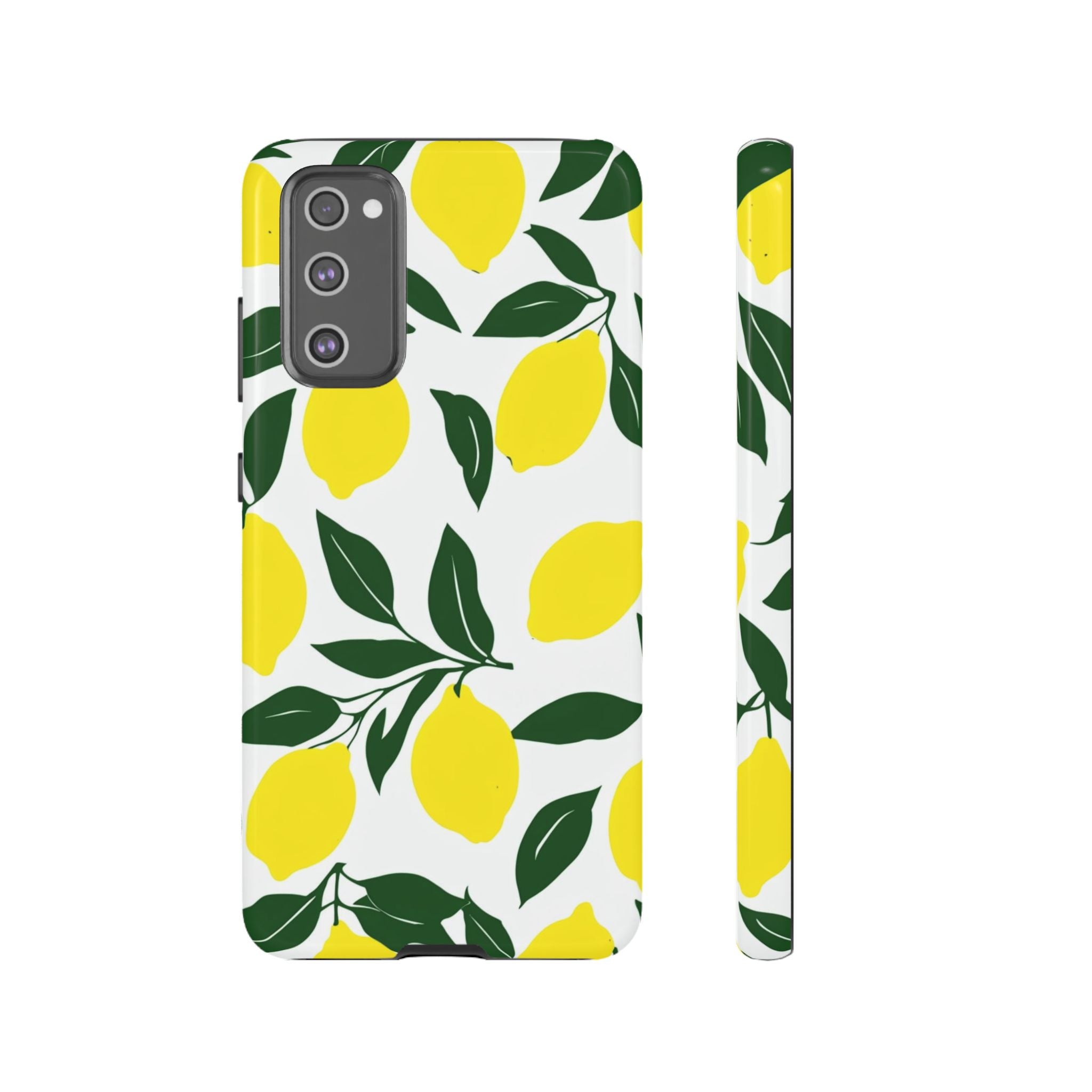 Lemon Pattern Tough Phone Case — Bright Citrus Protective Cover