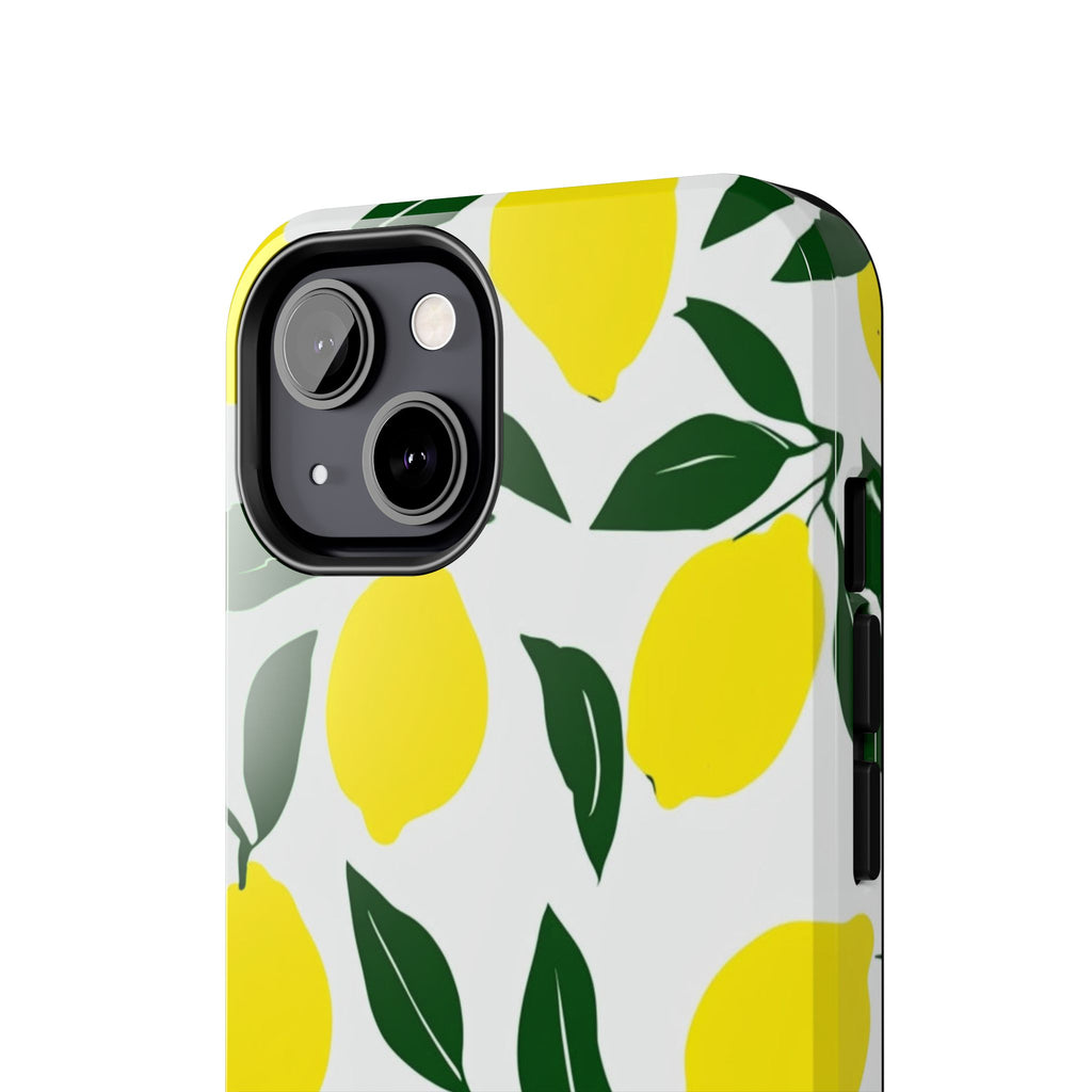 Lemon Pattern Tough Phone Case — Bright Citrus Protective Phone Cover