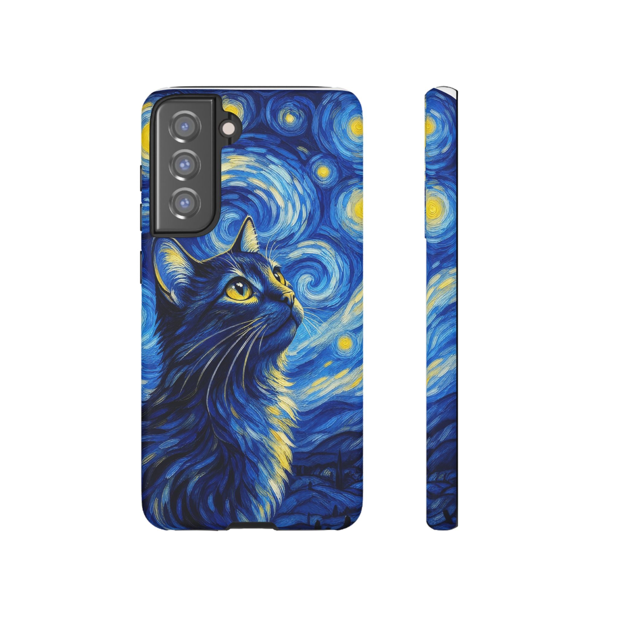 Starry Night Cat Phone Case — Van GoghStyle Blue Galaxy iPhone Cover