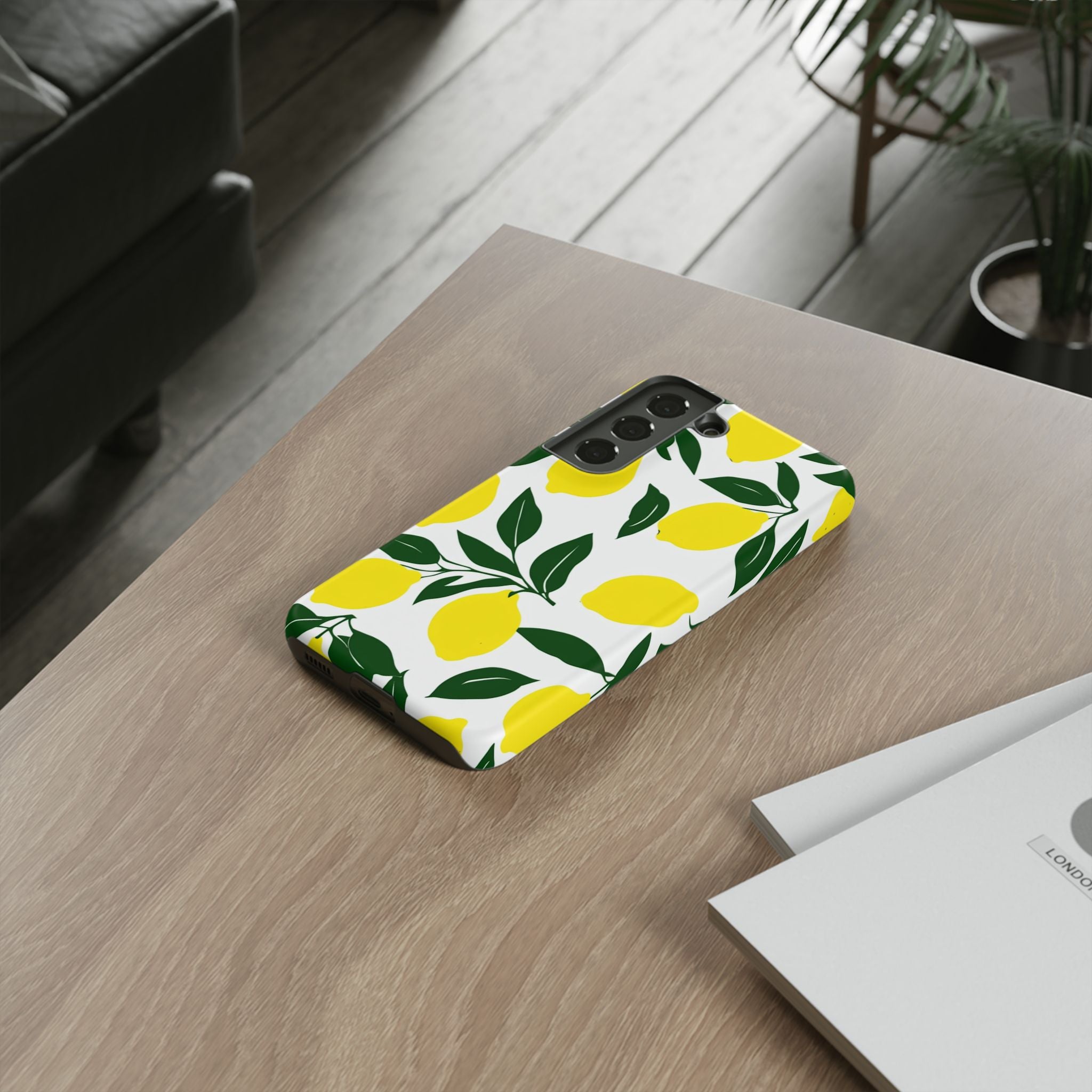 Lemon Pattern Tough Phone Case — Bright Citrus Protective Cover
