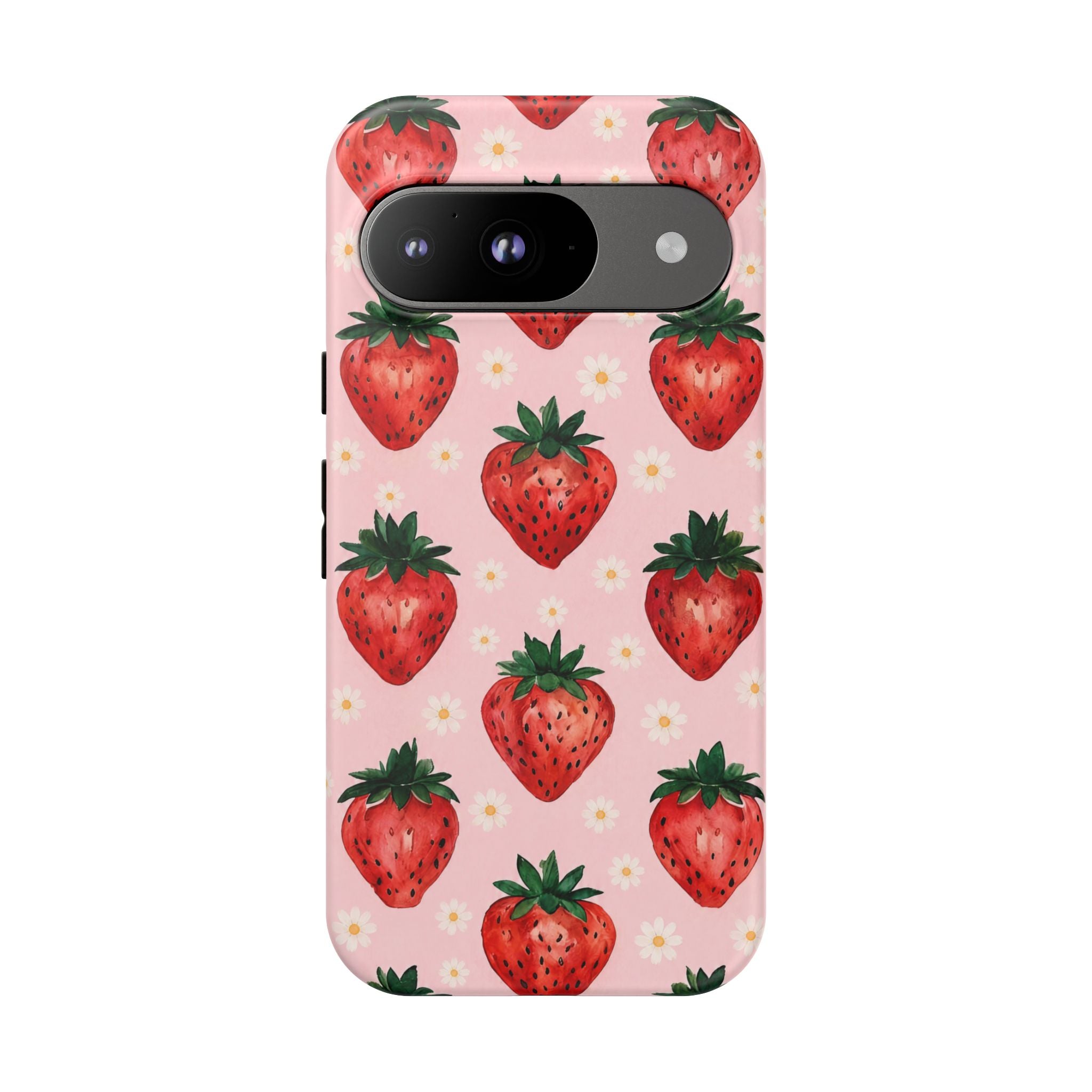 Strawberry Pattern Tough Case — Cute Pink Fruit Phone Case