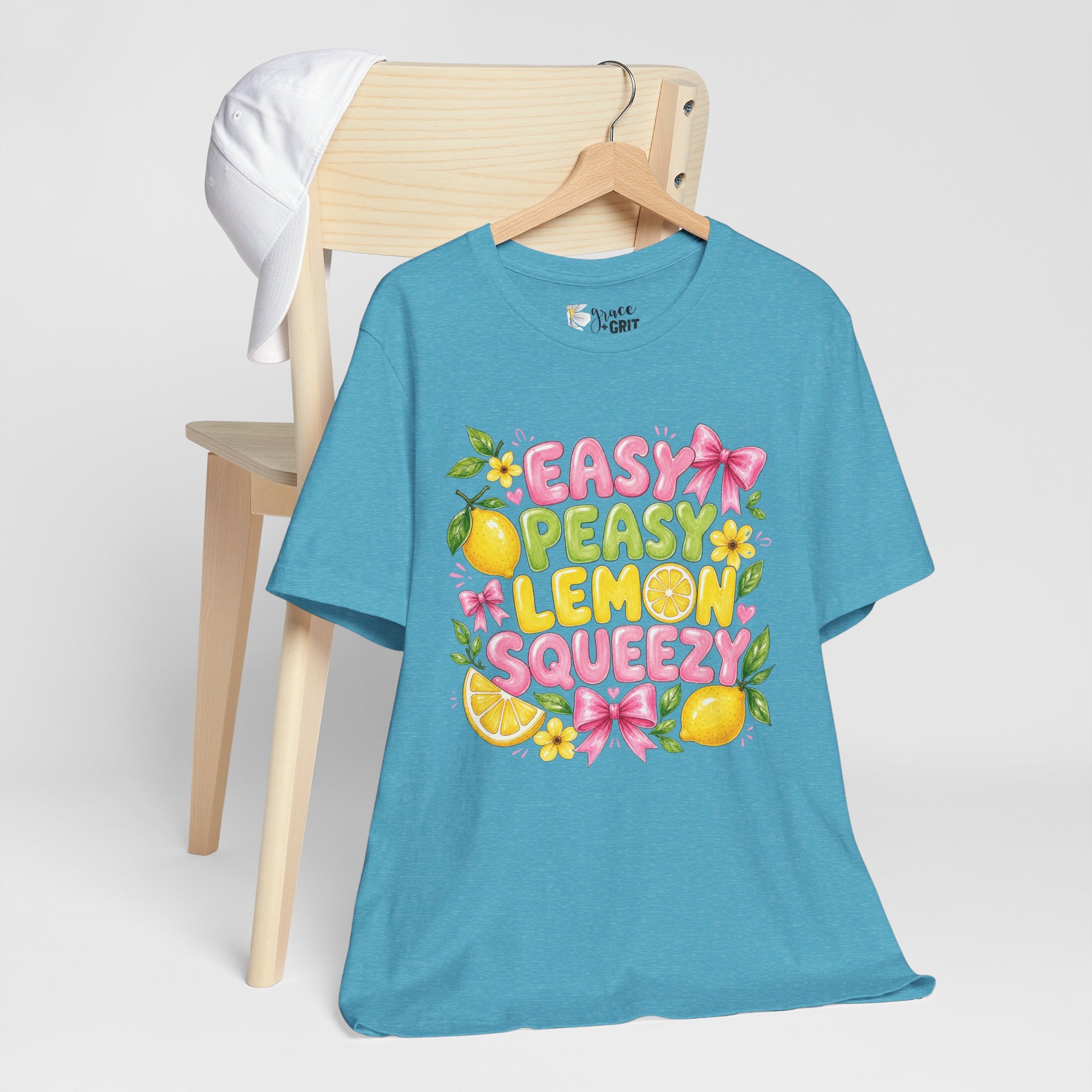 Easy Peasy Lemon Squeezy T-Shirt — Cute Citrus Floral Graphic Tee