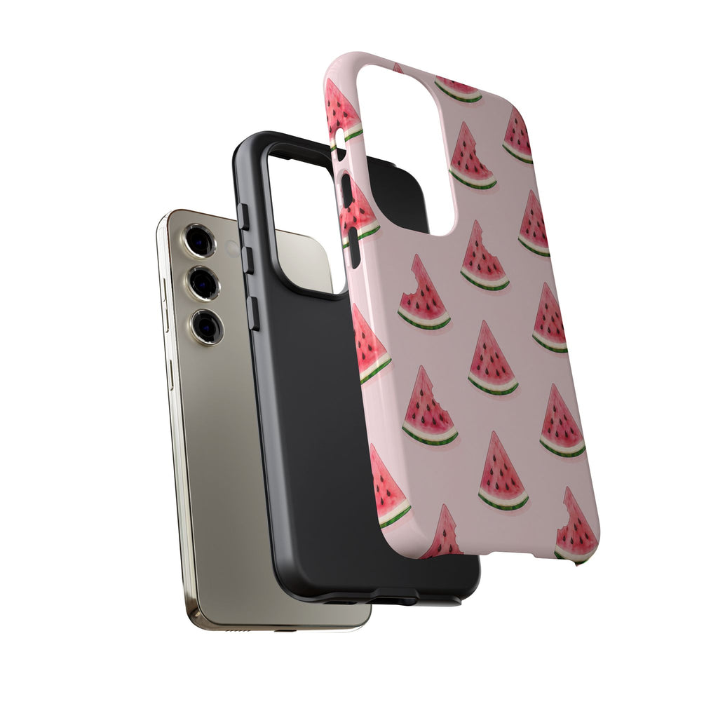 Watermelon Pattern Tough Phone Case — Pink Fruit Slice Protective Case
