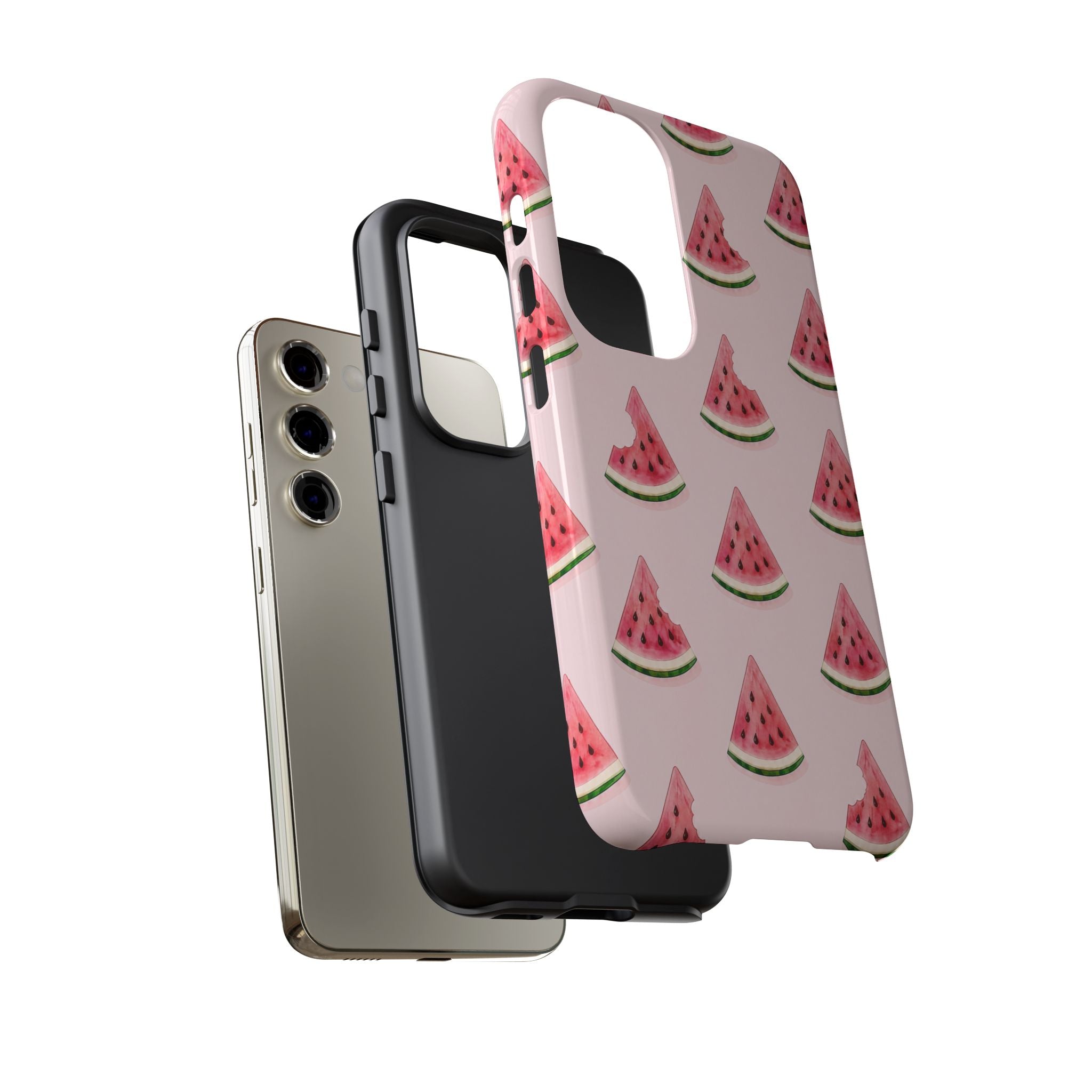 Watermelon Pattern Tough Phone Case — Pink Fruit Slice Protective Case