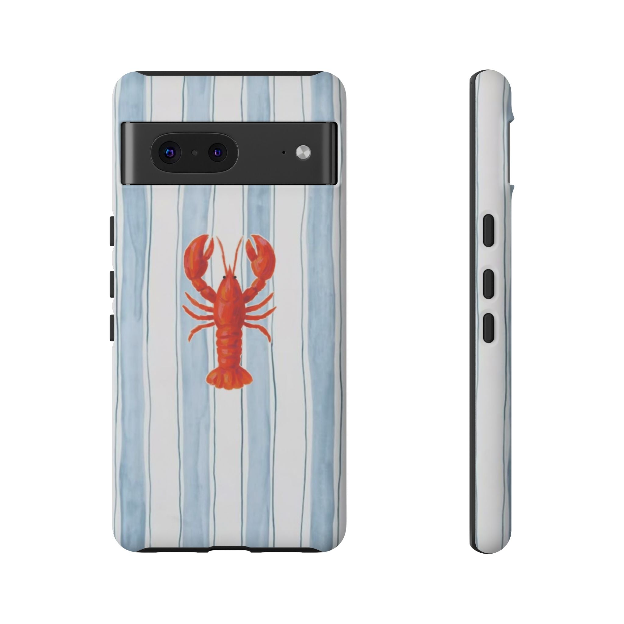 Lobster Stripe Phone Case — Nautical Blue & White Protective Cover