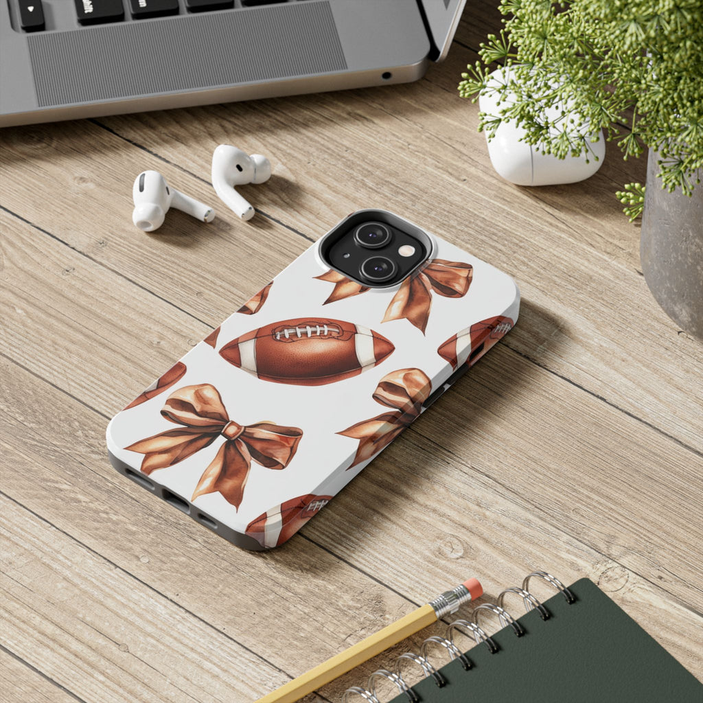 Tough Phone Case – Football & Bow Pattern