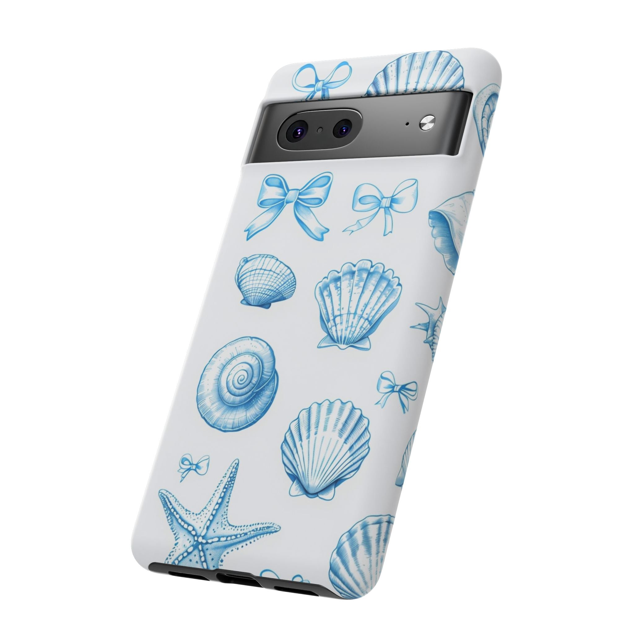 Seaside Shells Phone Case — Blue Nautical Shell & Starfish Pattern