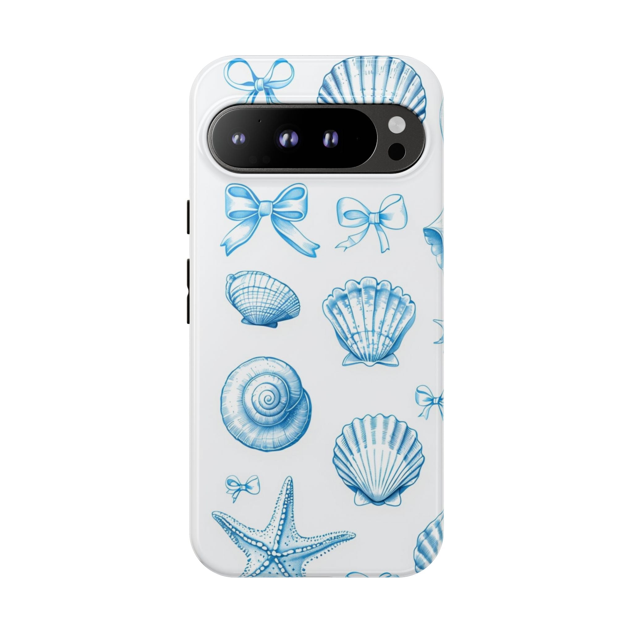 Seaside Shells Phone Case — Blue Nautical Shell & Starfish Pattern