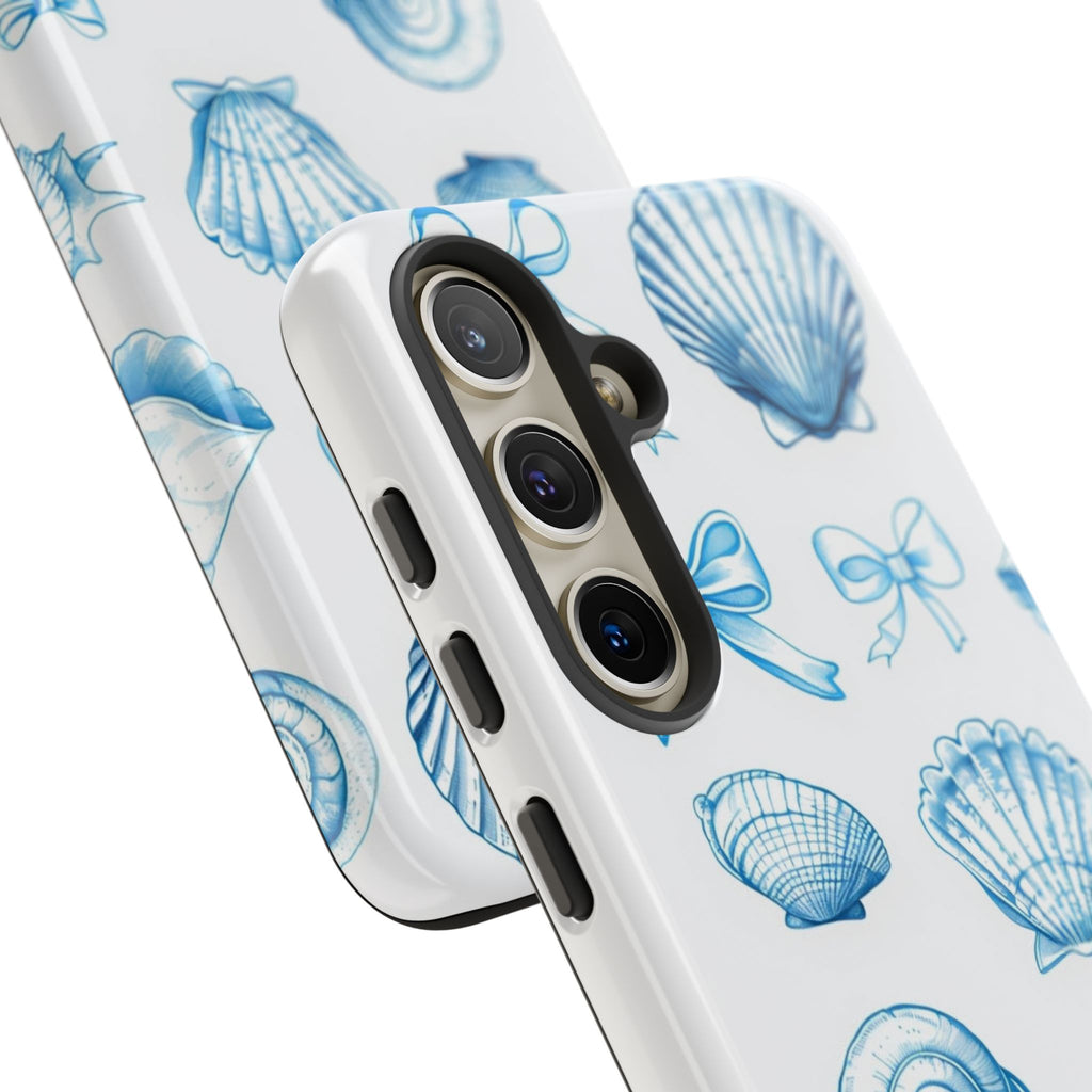 Seaside Shells Phone Case — Blue Nautical Shell & Starfish Pattern