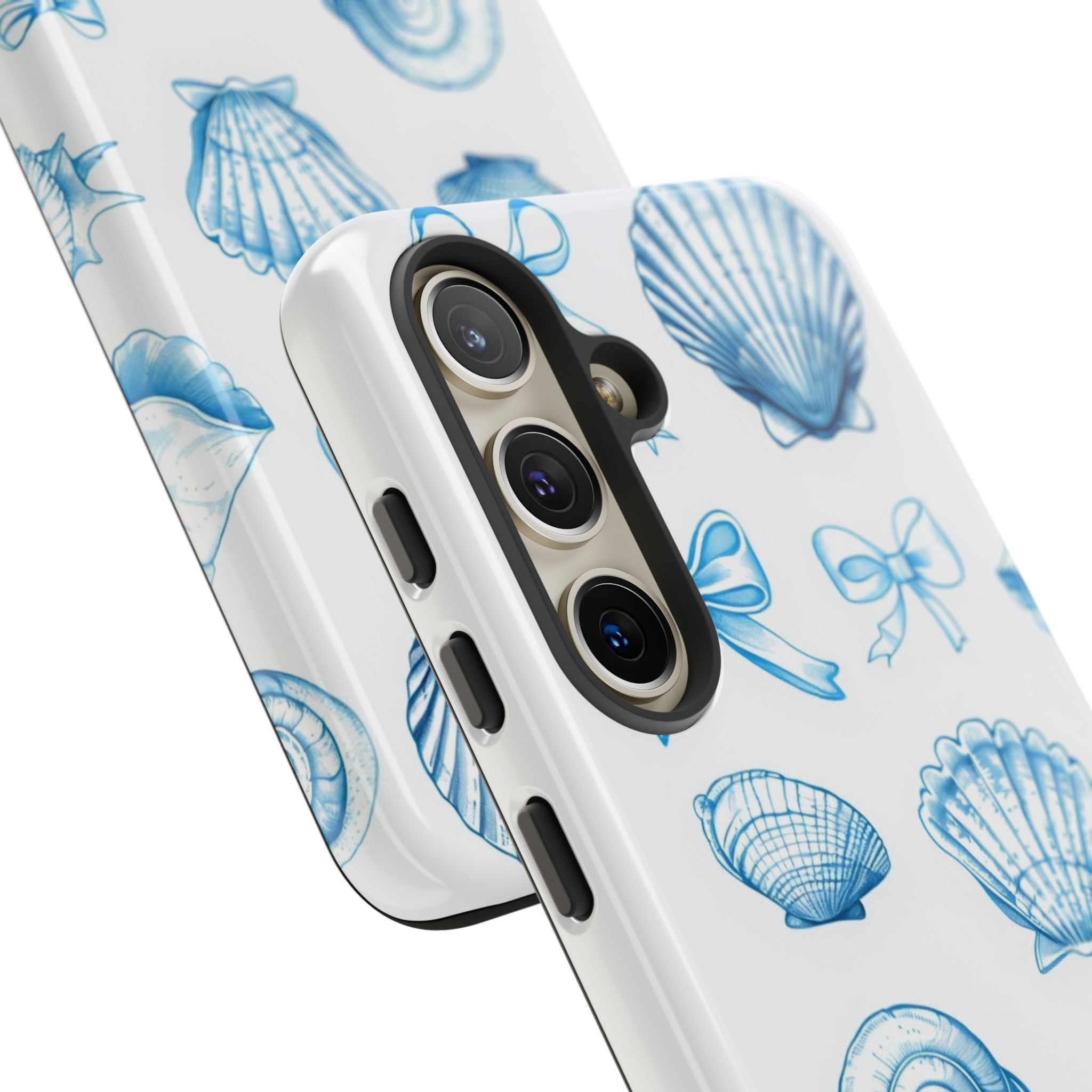 Seaside Shells Phone Case — Blue Nautical Shell & Starfish Pattern