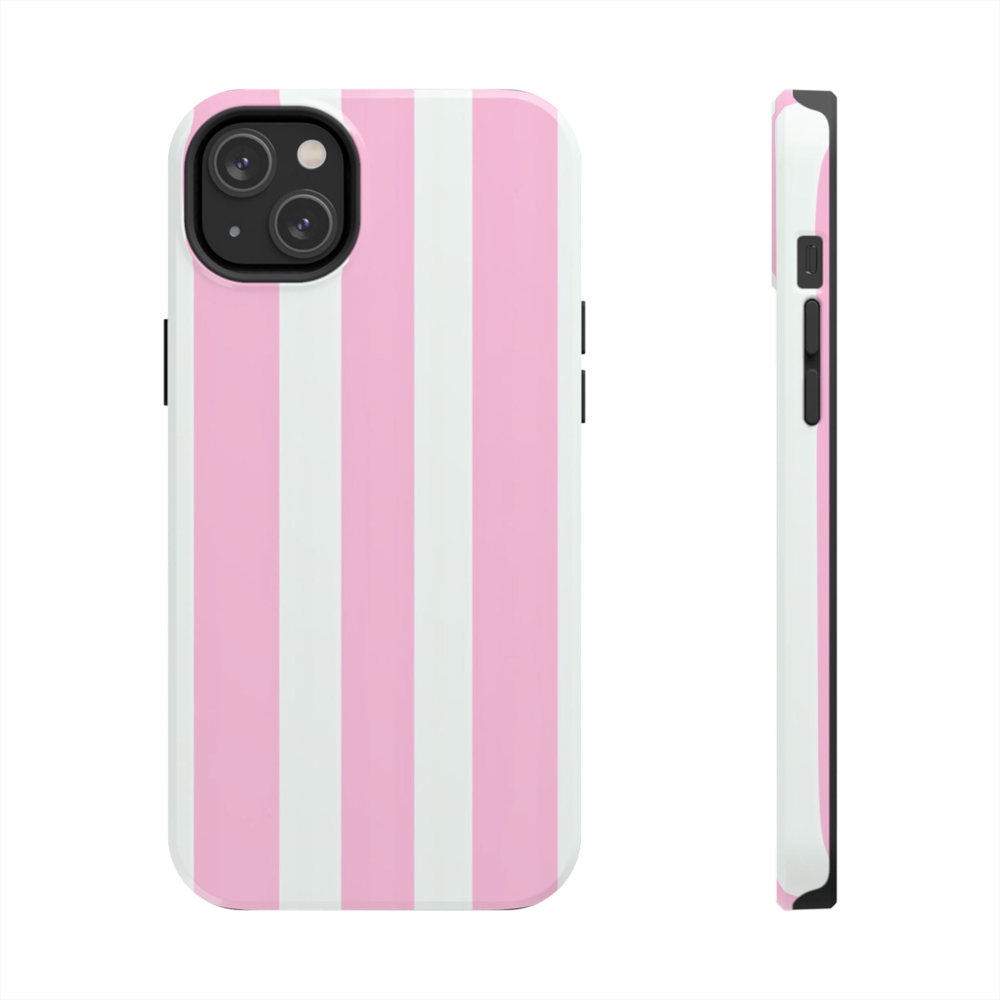 Pink & White Stripe Tough Phone Case — Protective Stripe iPhone Cover