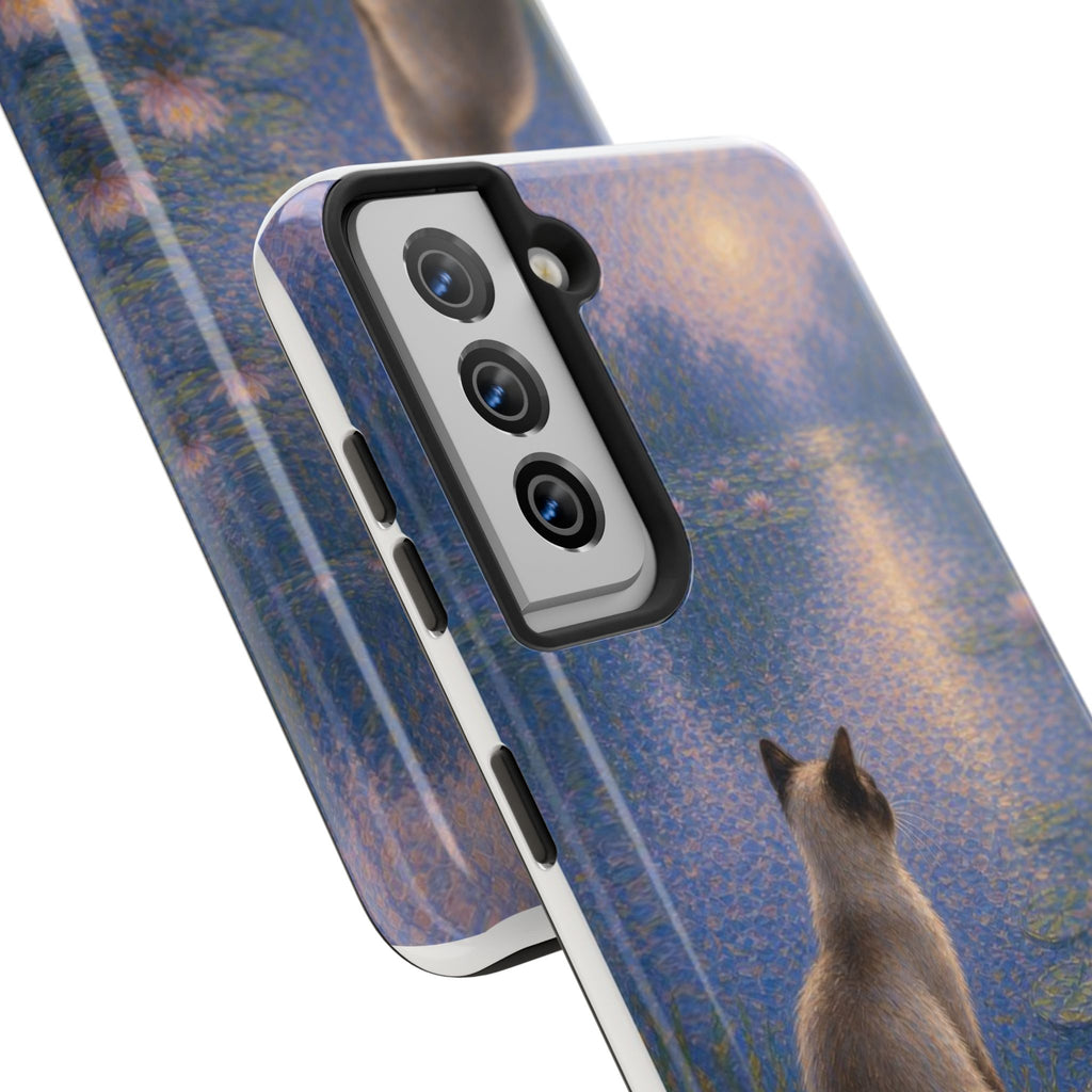 Siamese Cat by Moonlight Tough Phone Case – Waterlily Dream Protective Cover