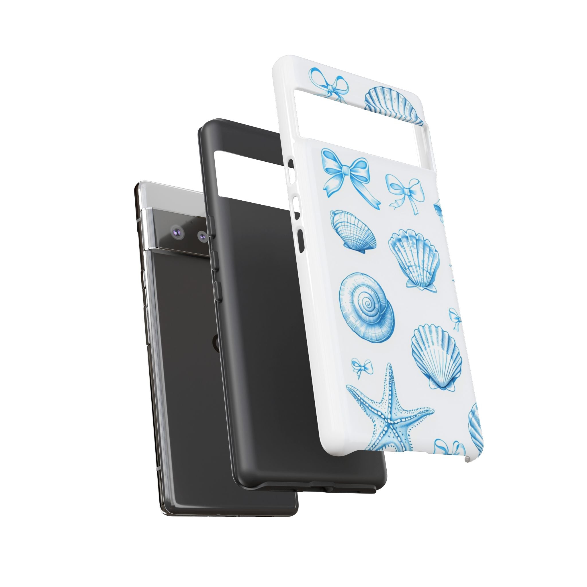 Seaside Shells Phone Case — Blue Nautical Shell & Starfish Pattern
