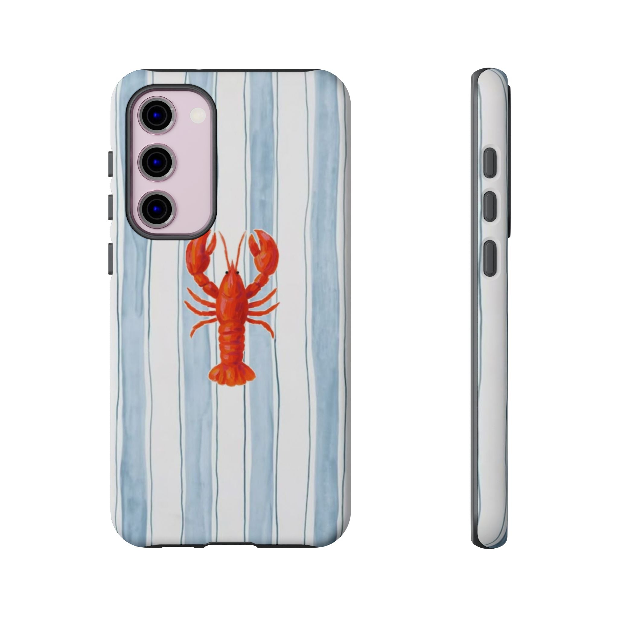 Lobster Stripe Phone Case — Nautical Blue & White Protective Cover