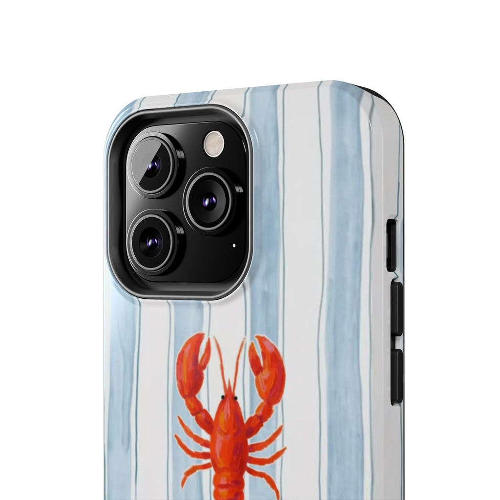 Lobster Stripe Tough Phone Case — Coastal Nautical Protective Cover