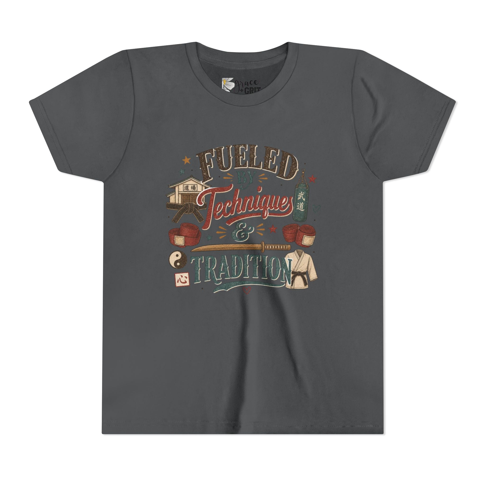 Fueled by Techniques & Tradition Youth Tee | Martial Arts Karate Graphic Shirt