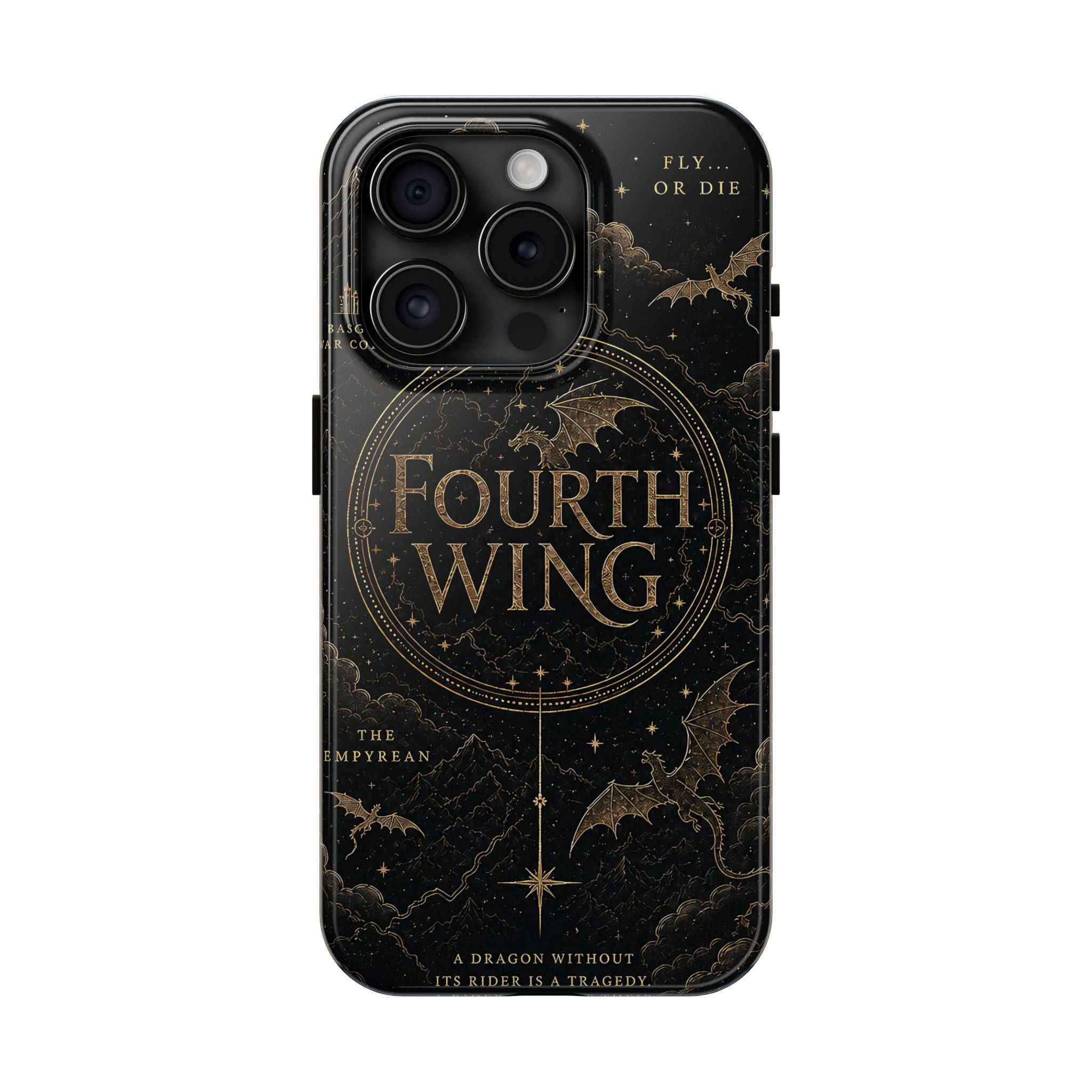 Fourth Wing Tough Phone Case — Dark Fantasy Dragon Design, 'Fly or Die' Quote