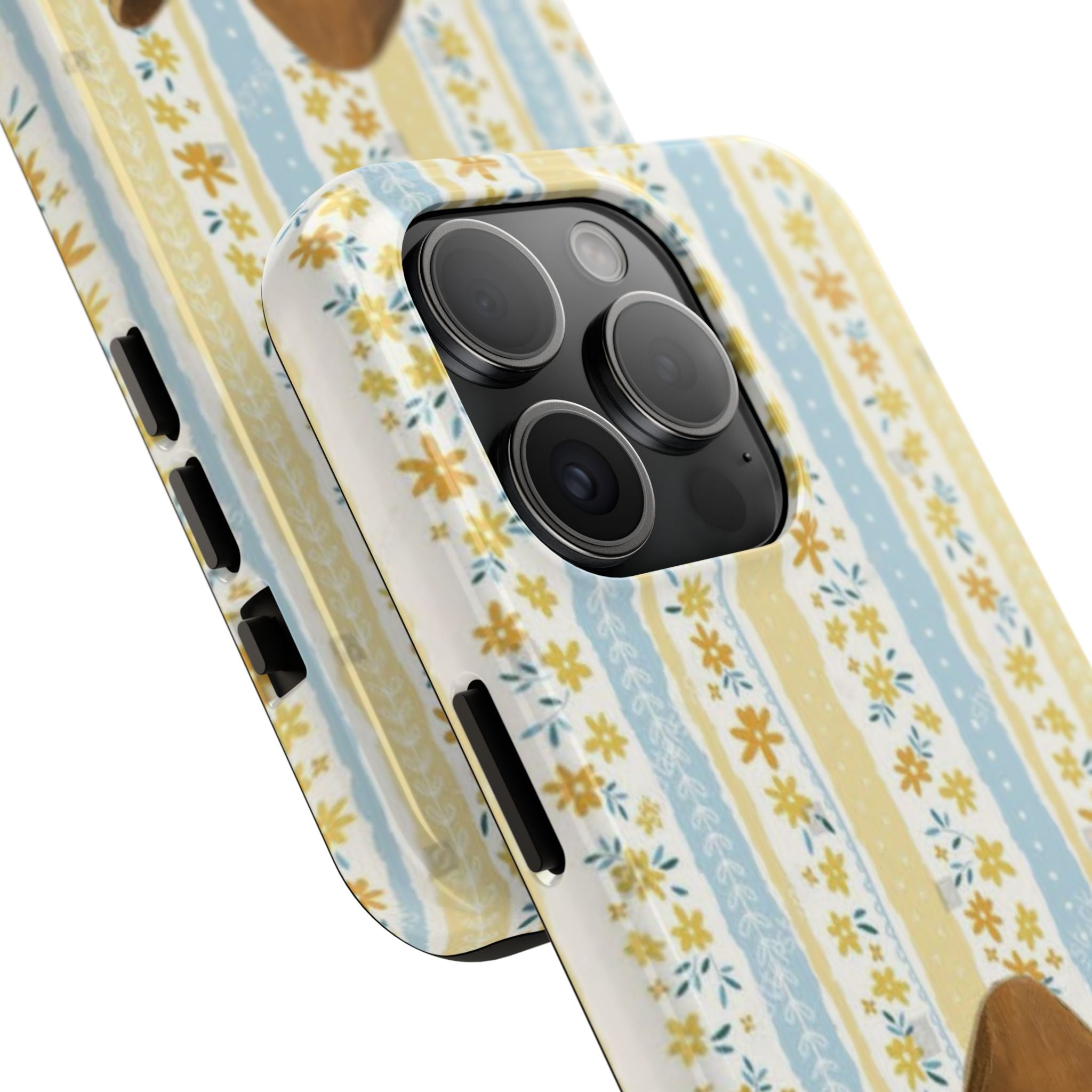 Cowboy Goose Tough Phone Case — Cute Farm Animal iPhone Case with Floral Stripes