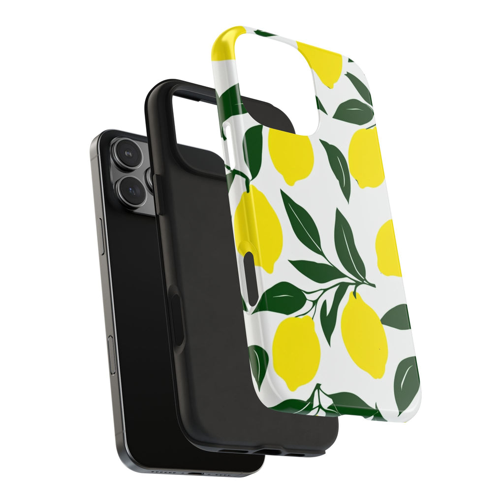 Lemon Pattern Tough Phone Case — Bright Citrus Protective Phone Cover