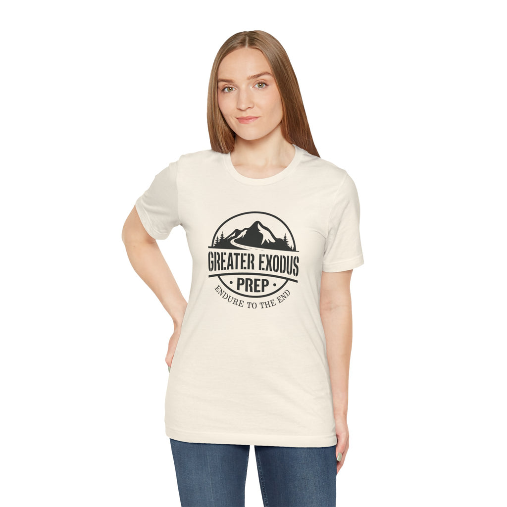 Greater Exodus Prep T-Shirt — Mountain Logo “Endure to the End” Adventure Tee
