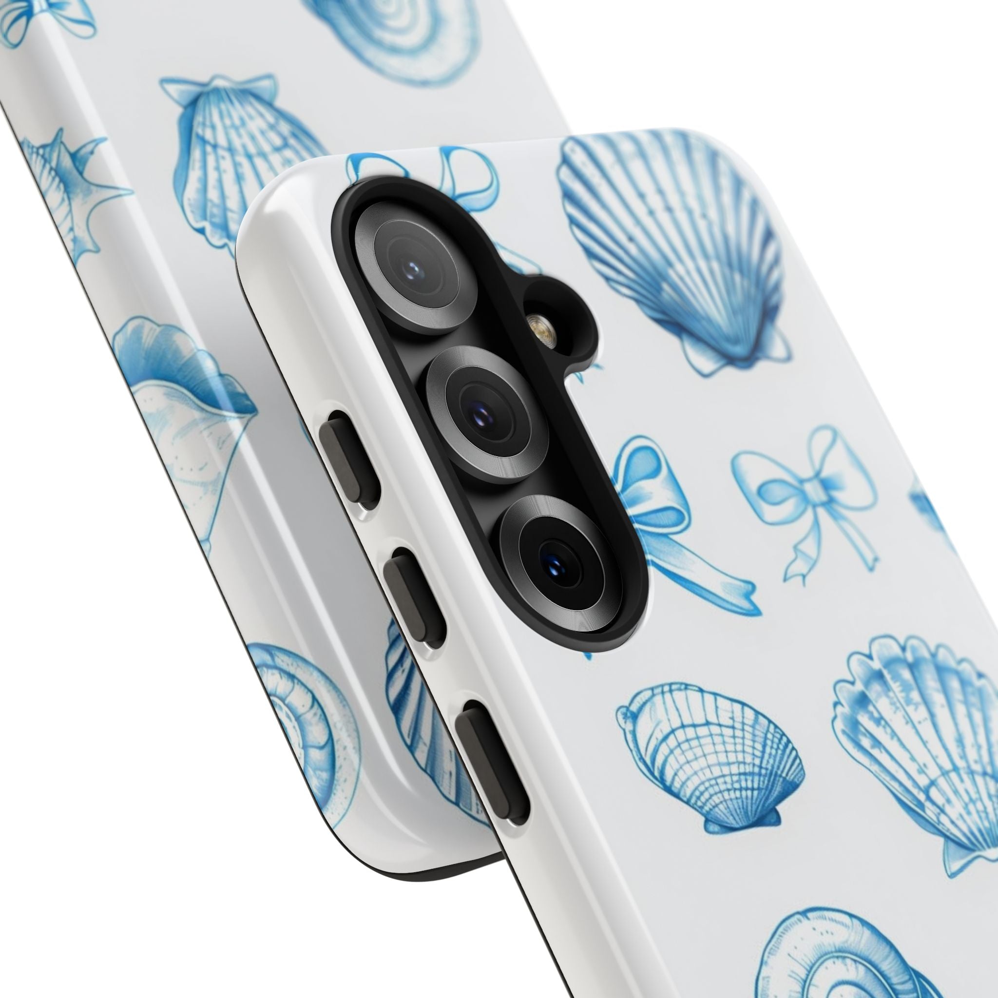 Seaside Shells Phone Case — Blue Nautical Shell & Starfish Pattern