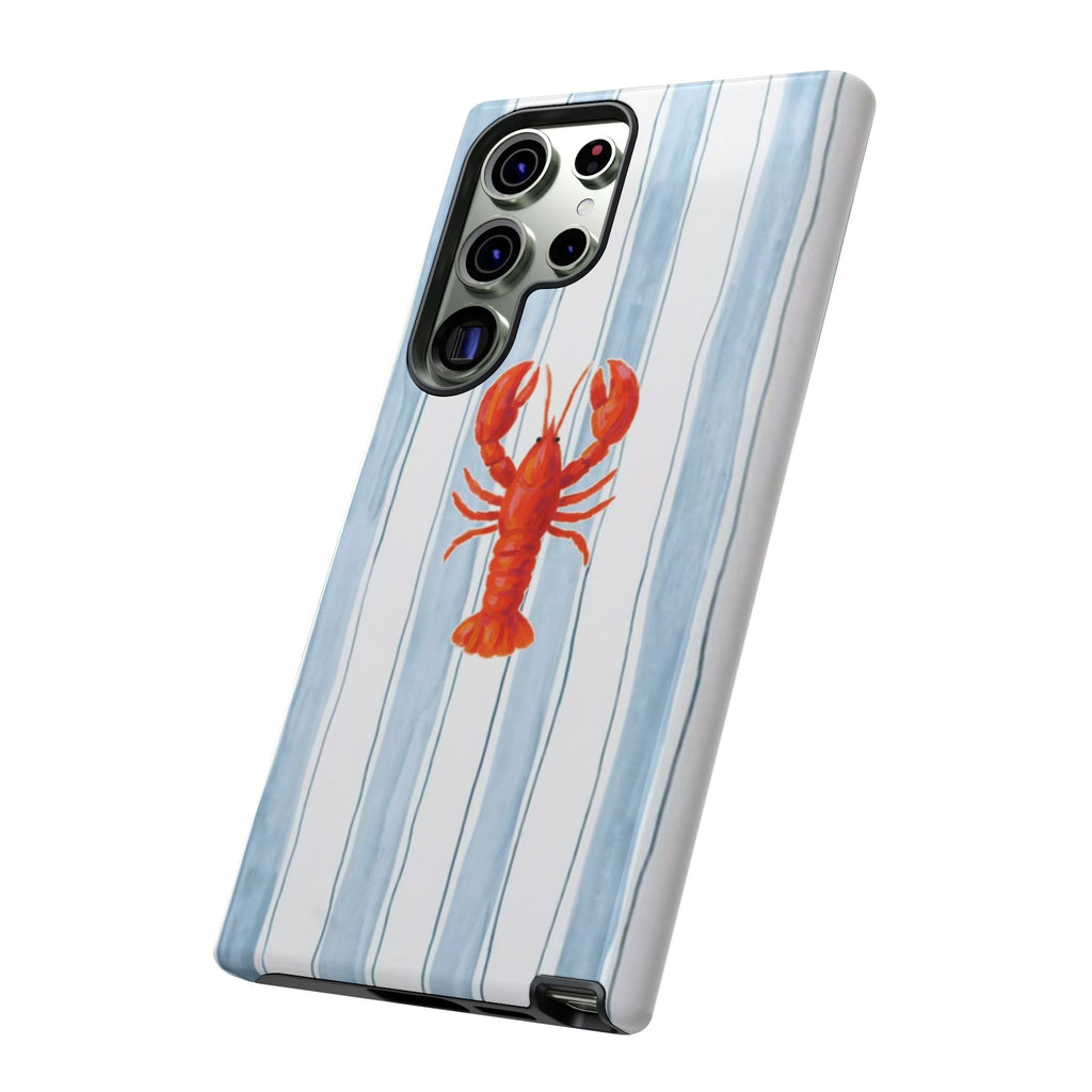 Lobster Stripe Phone Case — Nautical Blue & White Protective Cover