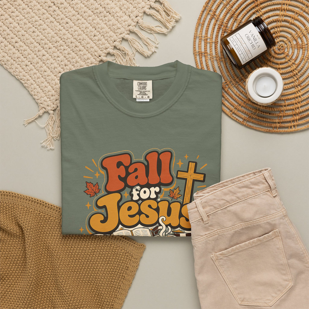 Fall for Jesus He Never Leaves Christian T-Shirt