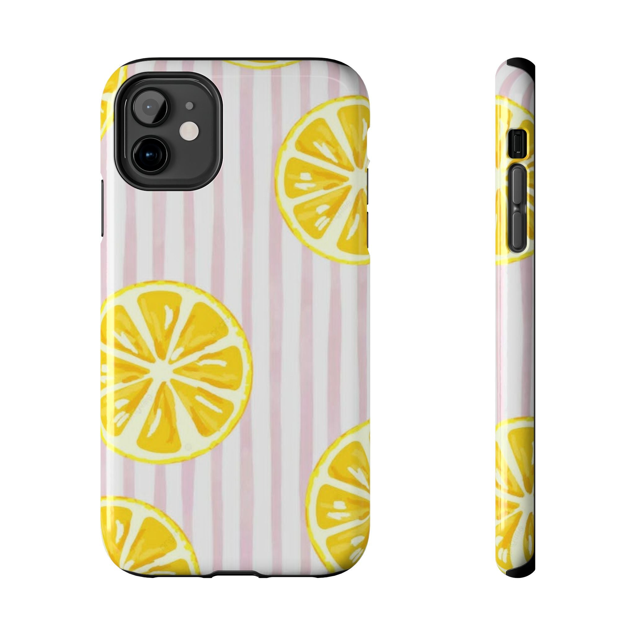 Lemon Slice Tough Phone Case — Pink Stripe Summer Protective Cover
