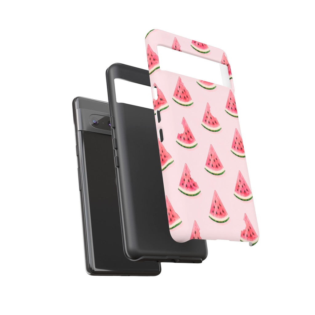 Watermelon Pattern Tough Phone Case — Pink Fruit Slice Protective Case