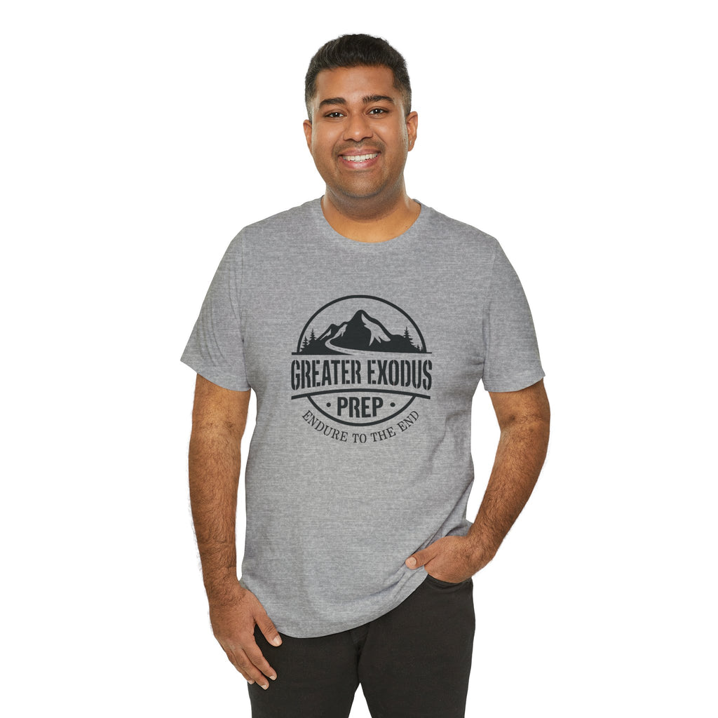 Greater Exodus Prep T-Shirt — Mountain Logo “Endure to the End” Adventure Tee