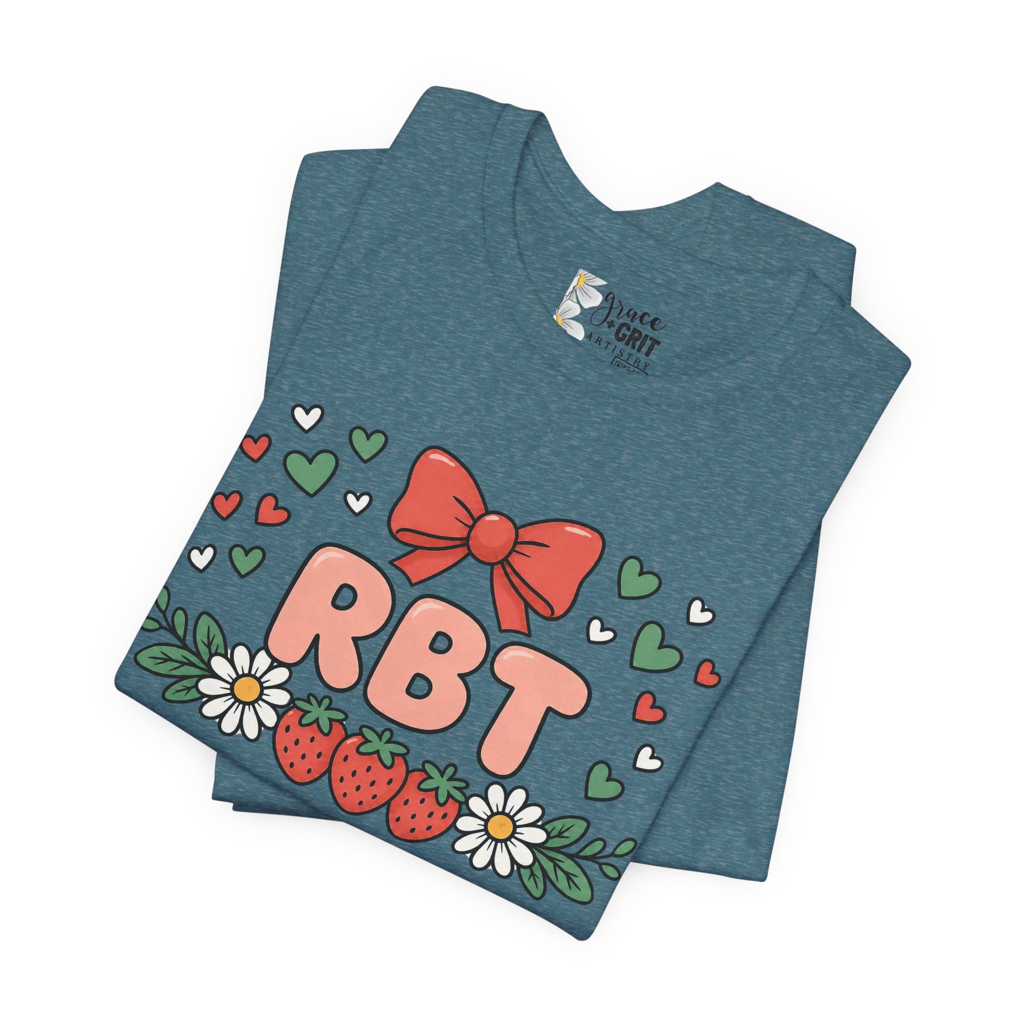 Strawberry Bow RBT Tee — Cute Floral Graphic T-Shirt