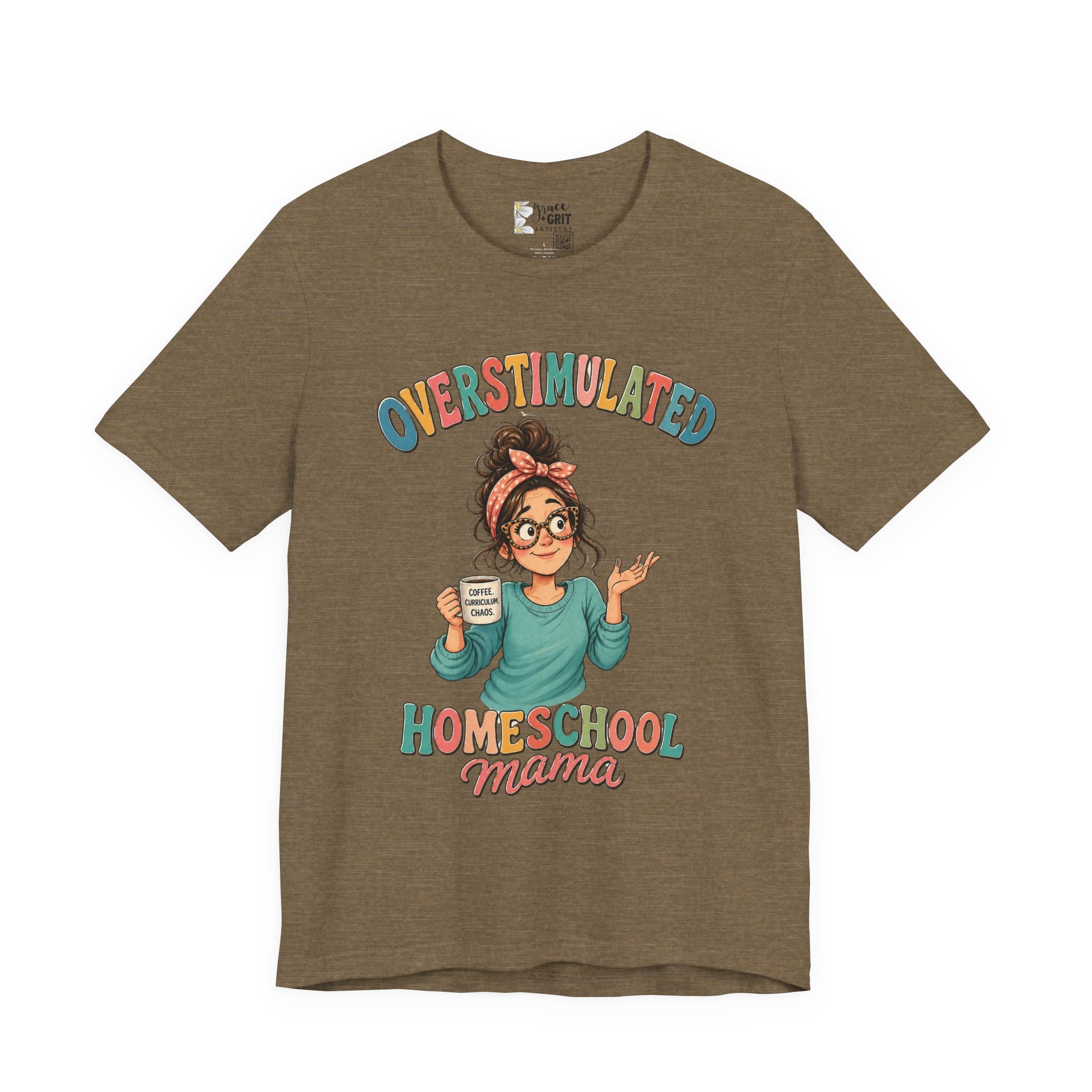 Homeschool Mama T-Shirt – “Overstimulated” Cute Mom Graphic Tee