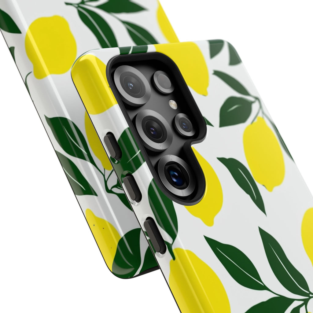 Lemon Pattern Tough Phone Case — Bright Citrus Protective Cover
