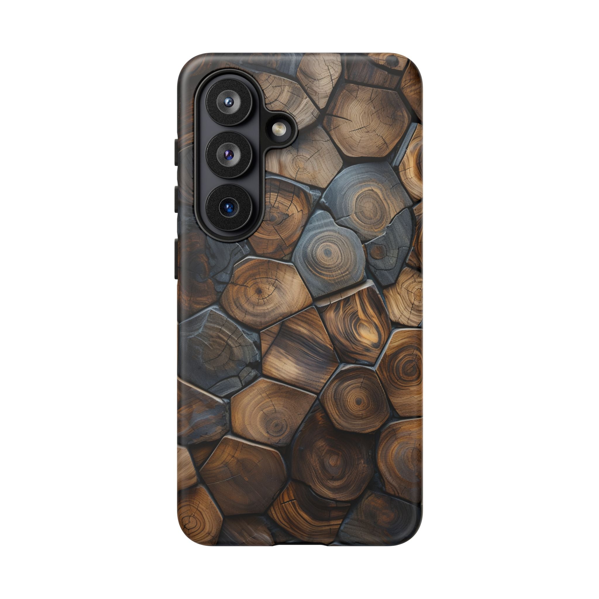 Wood Grain Hex Phone Case — Rustic Geometric iPhone Protection