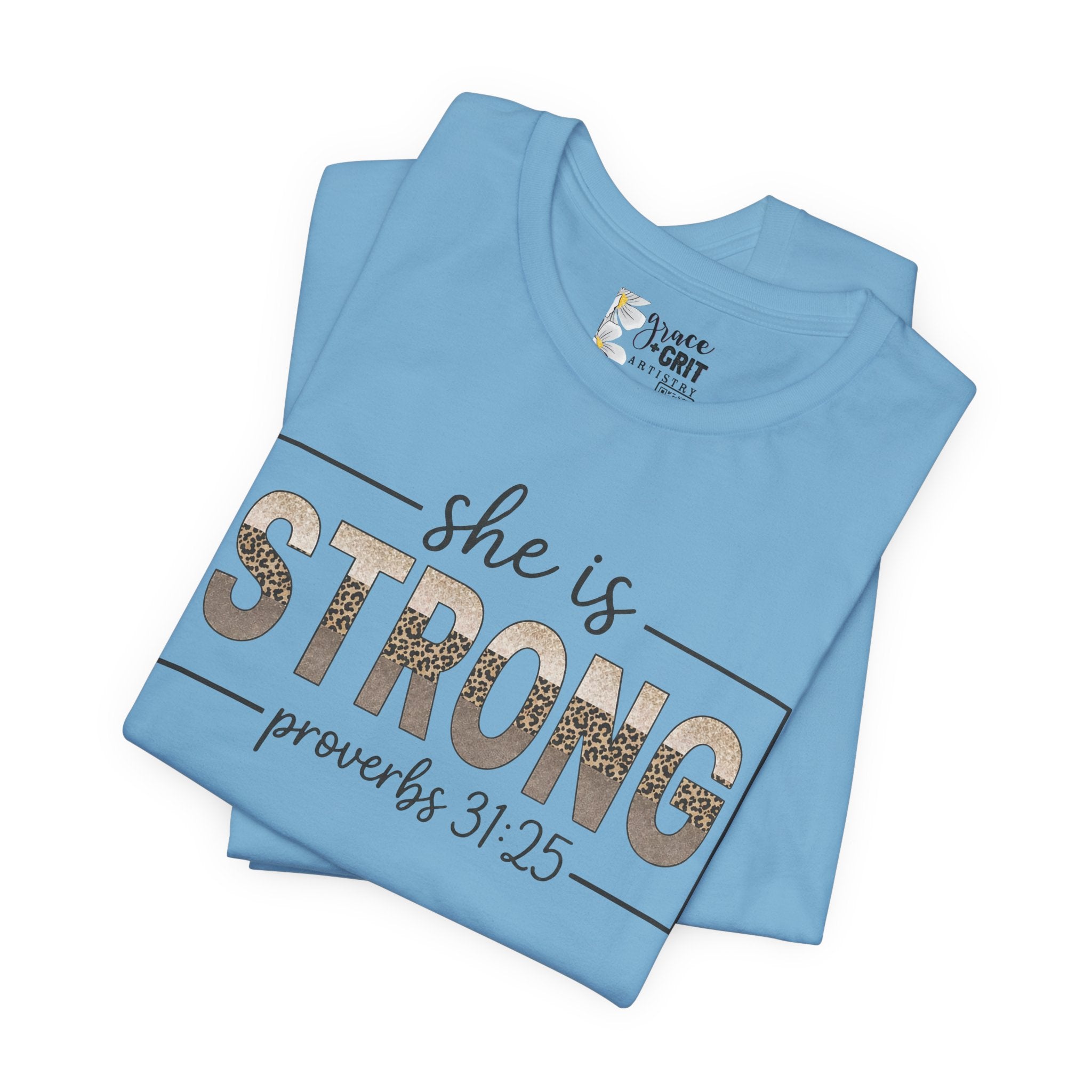 She Is Strong Floral Tee — Inspirational Women's Strength T-Shirt