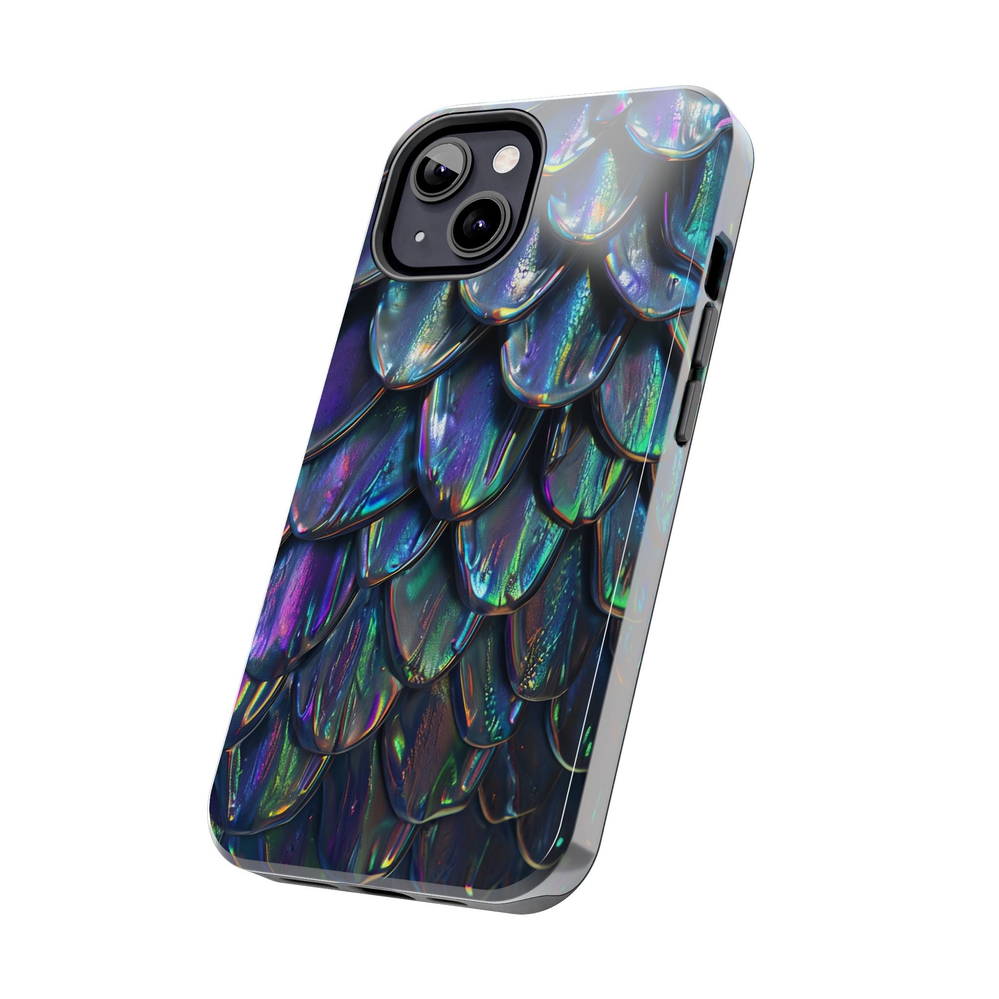 Holographic Mermaid Scale Tough Phone Case — Iridescent Protective Phone Cover