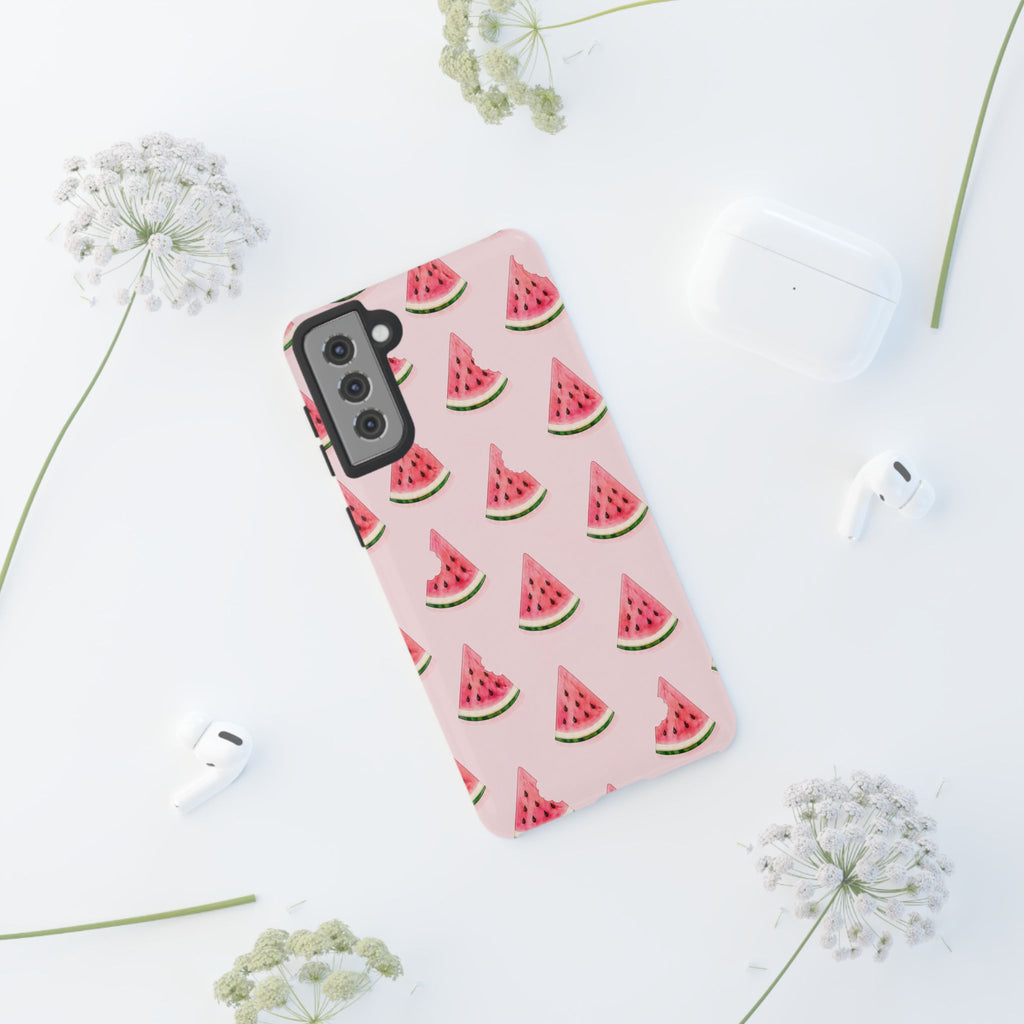 Watermelon Pattern Tough Phone Case — Pink Fruit Slice Protective Case