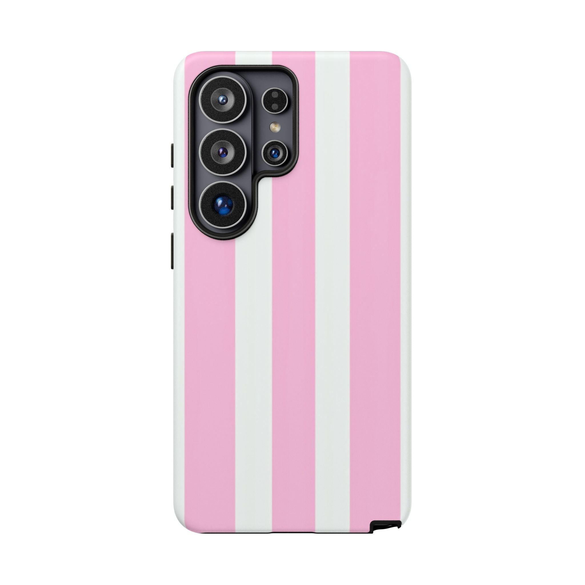 Pink & White Striped Tough Phone Case — Durable Protective Phone Cover