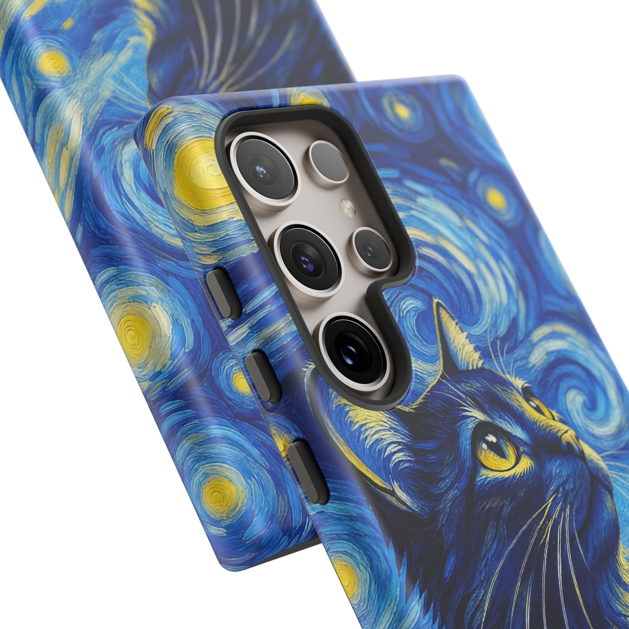 Starry Night Cat Phone Case — Van GoghStyle Blue Galaxy iPhone Cover