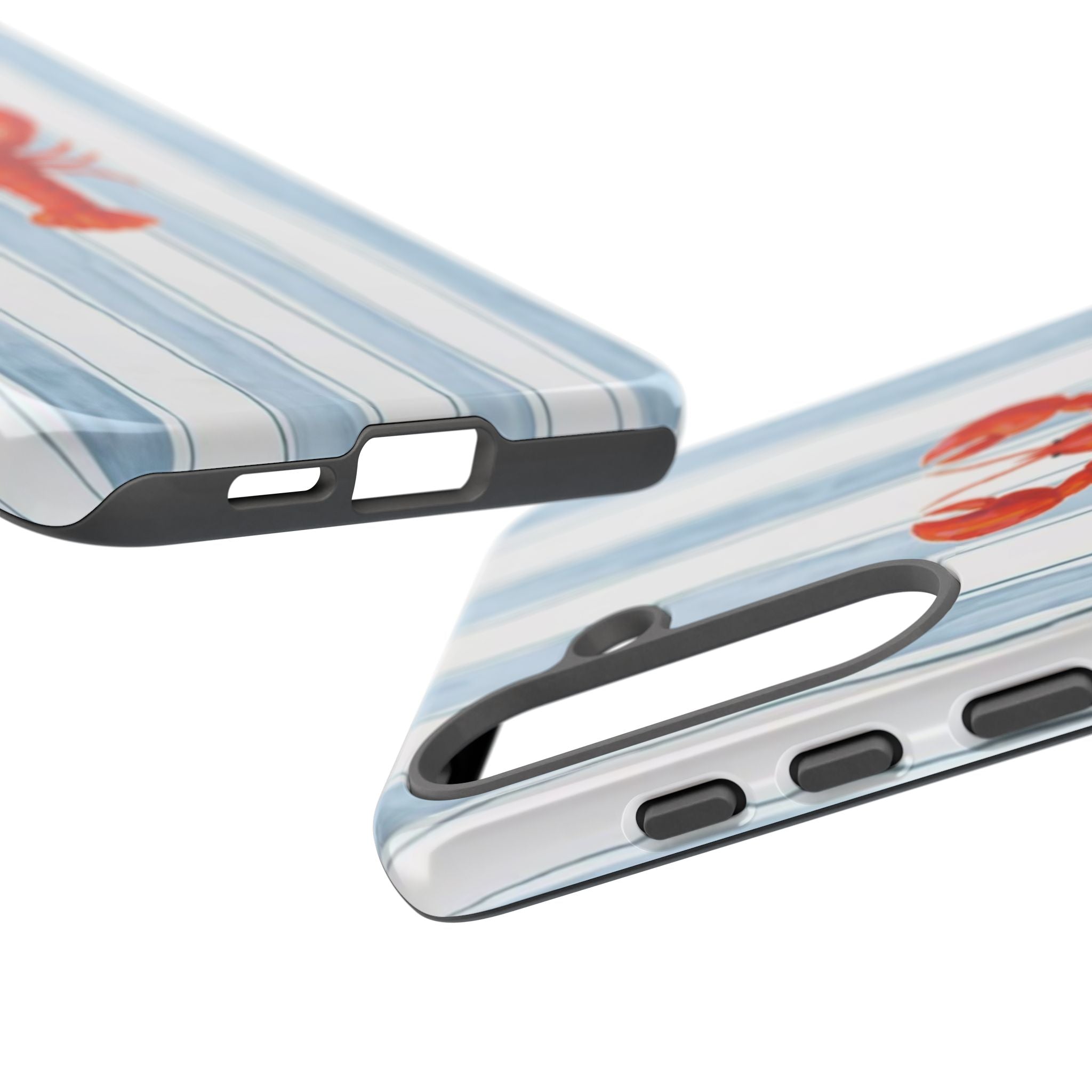 Lobster Stripe Phone Case — Nautical Blue & White Protective Cover