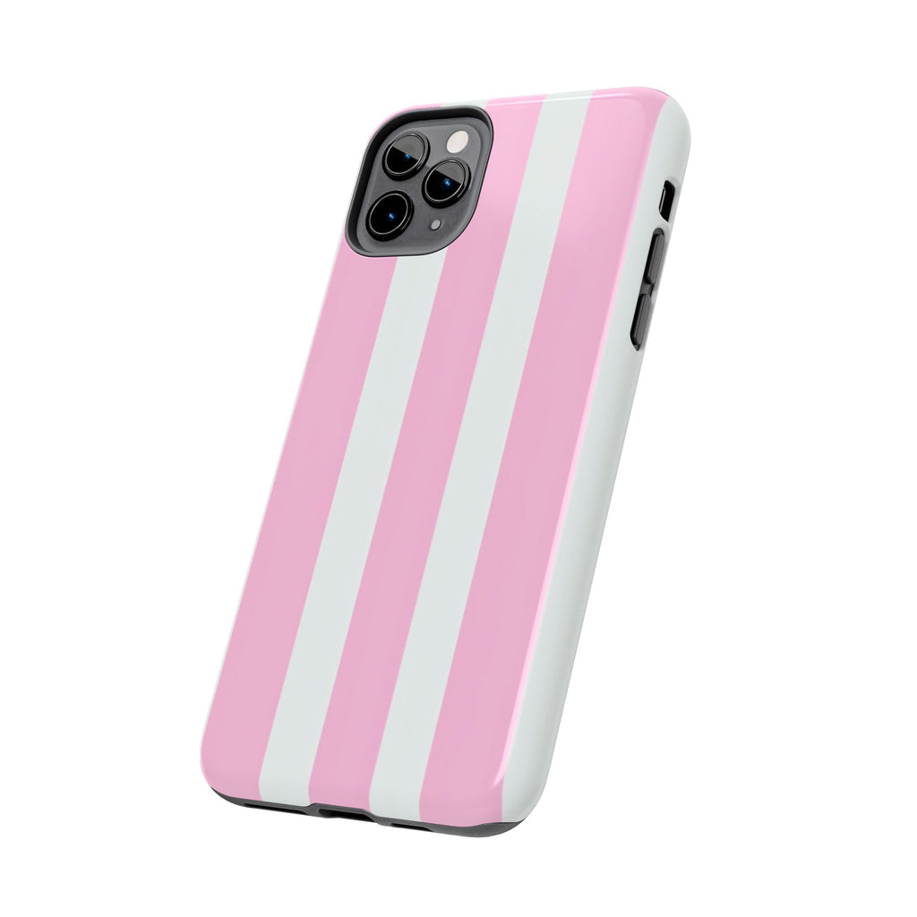 Pink & White Stripe Tough Phone Case — Protective Stripe iPhone Cover
