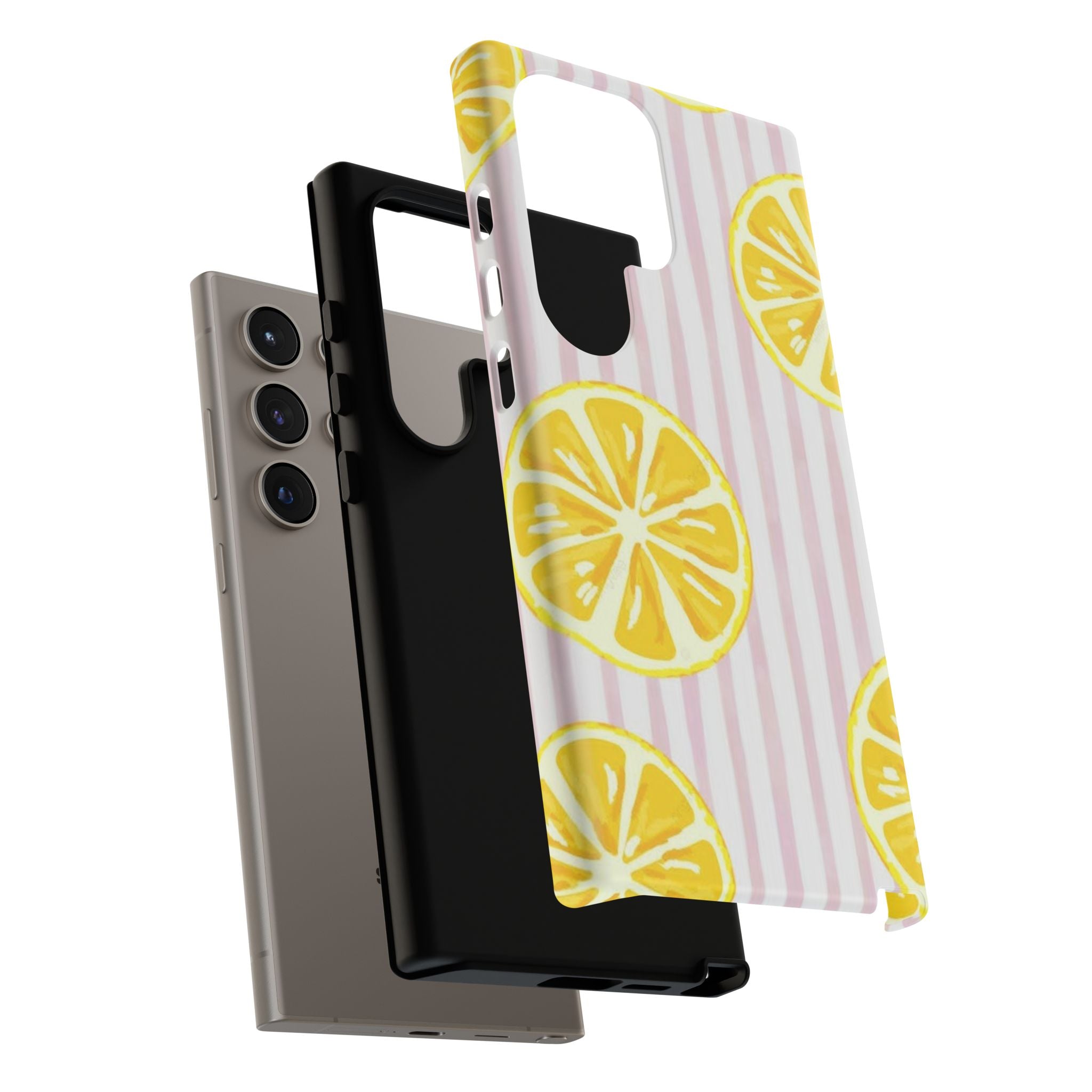 Lemon Slices Tough Case — Cute Pink Stripe Phone Cover