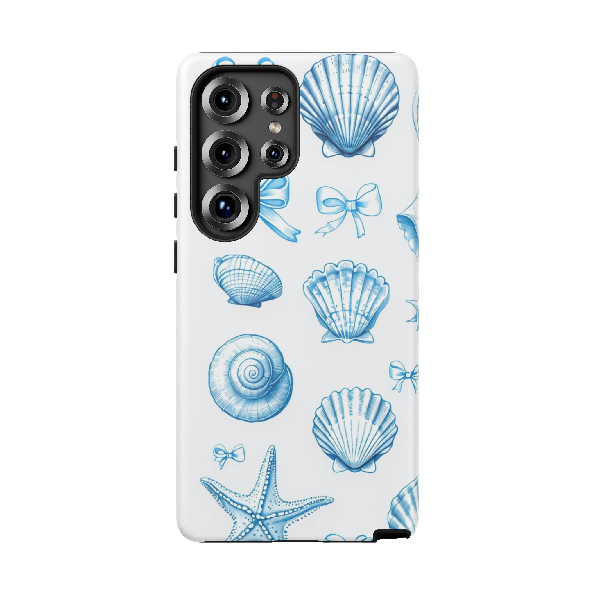 Seaside Shells Phone Case — Blue Nautical Shell & Starfish Pattern