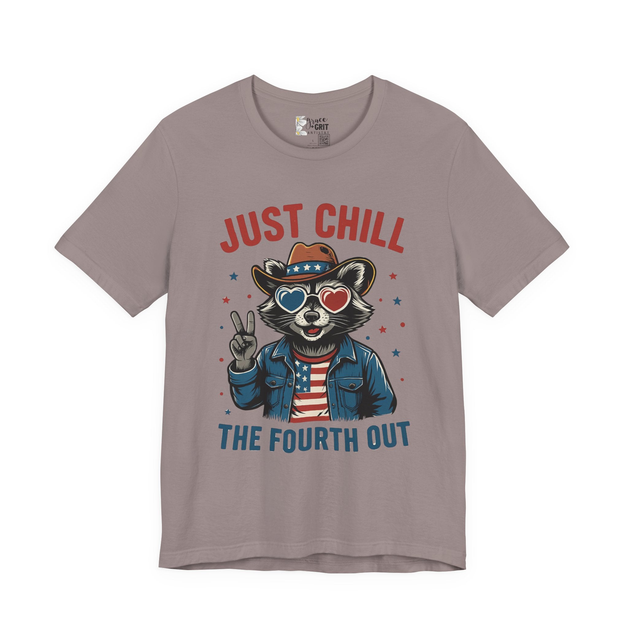 Just Chill The Fourth Out Tee — Patriotic Raccoon 4th of July T-Shirt